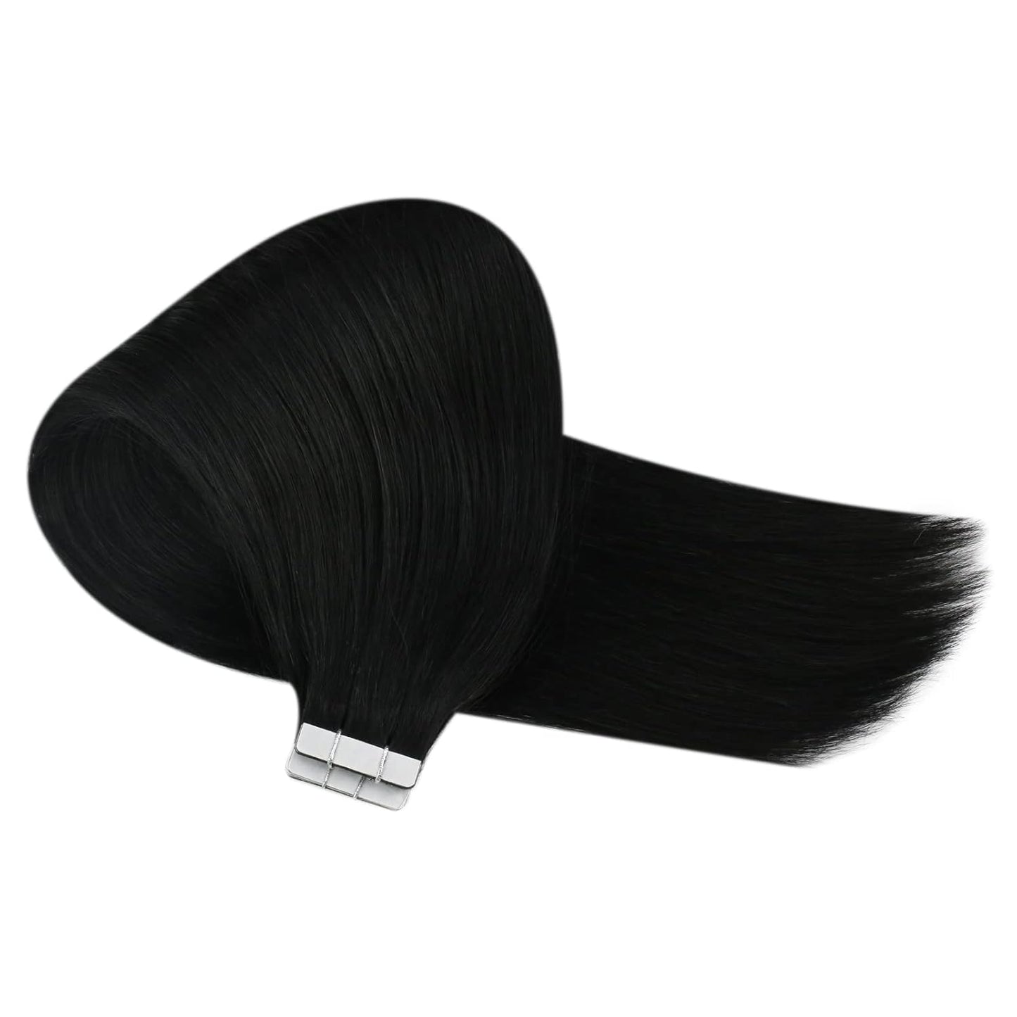 Sunny Hair Tape in Hair Extensions Human Hair 22inch Hair Extensions Real Human Hair Tape in Extensions for Women Jet Black Invisible Remy Hair Natural Straight Skin Weft Double Sided Tapes 20Pcs 50g