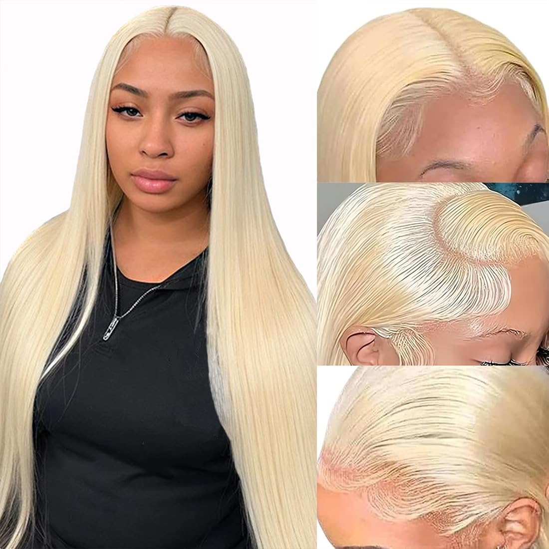30 Inch 613 Lace Front Wig Human Hair Blonde 13X6 HD Transparent Lace Front Wigs Human Hair 180% Density Blonde Glueless Wigs 613 HD Straight Lace Frontal Wig Pre Plucked