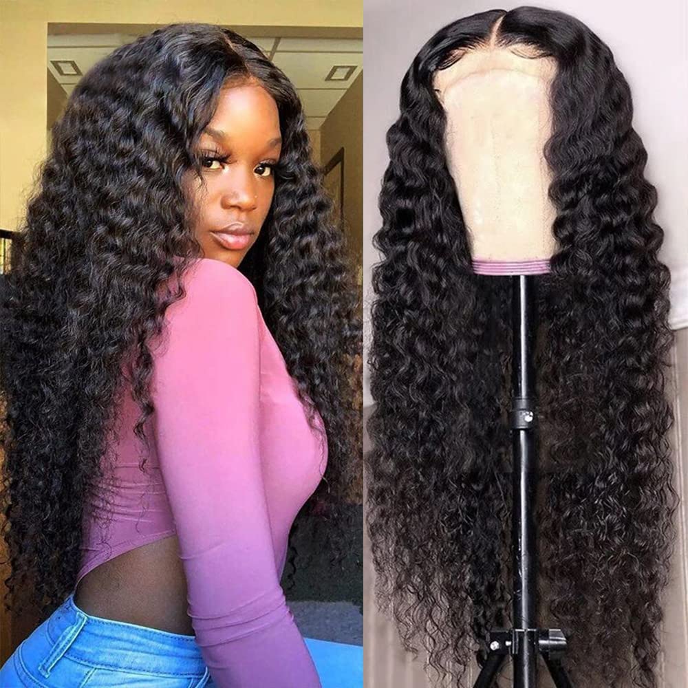 bangjazz 13x4 Deep Wave Lace Front Wigs Human Hair 180% Density Deep Wave Frontal Wigs Human Hair HD Lace 26 Inch Curly Wigs for Black Women Pre Plucked with Baby Hair Curly Lace Front Wig