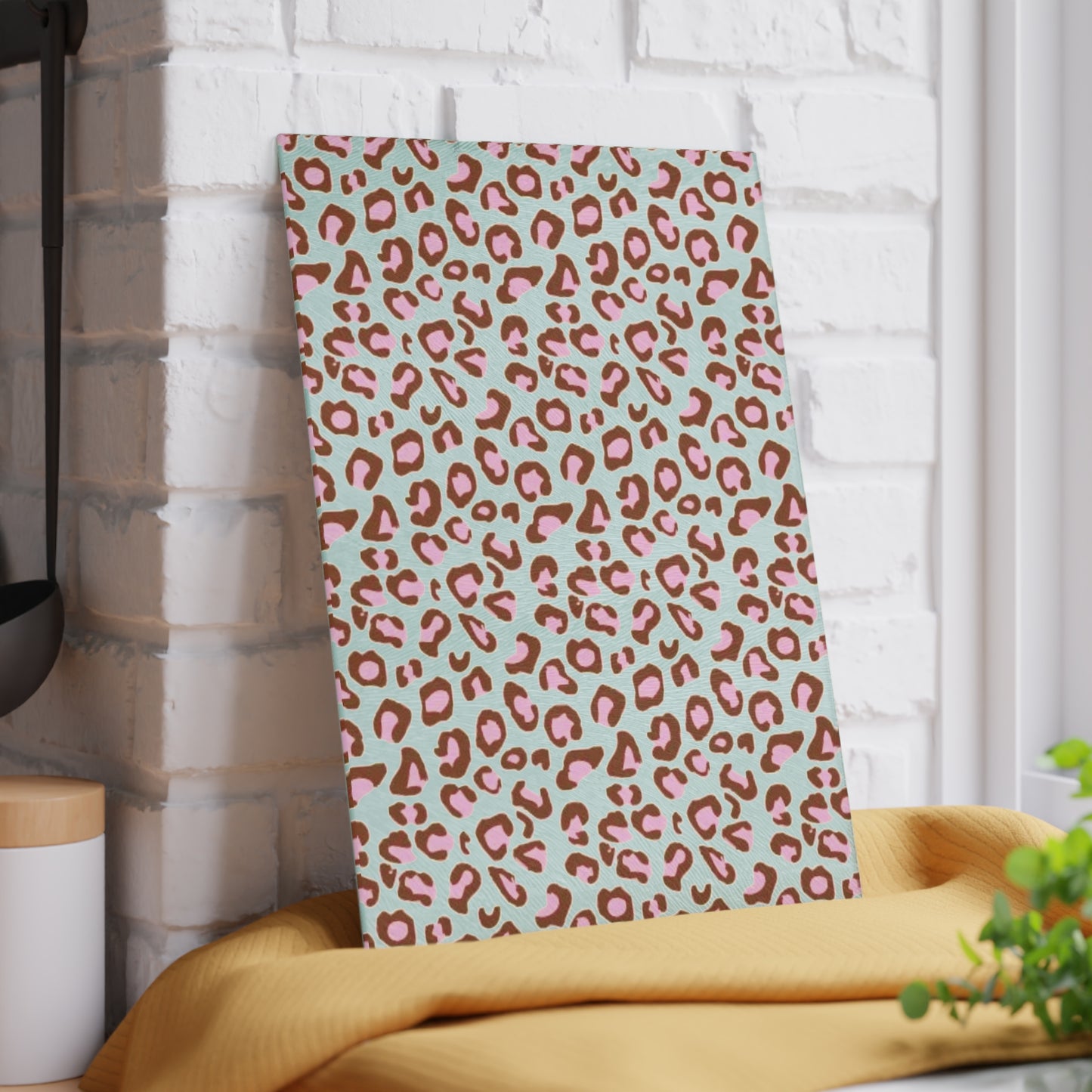 BabyGirl Elite Pink Leopard Print Glass Cutting Board