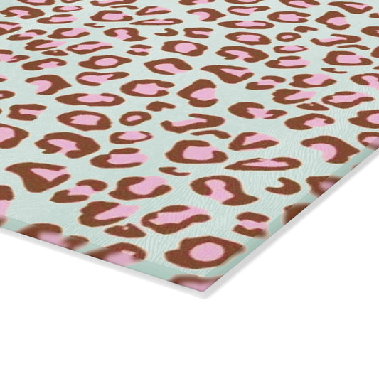 BabyGirl Elite Pink Leopard Print Glass Cutting Board