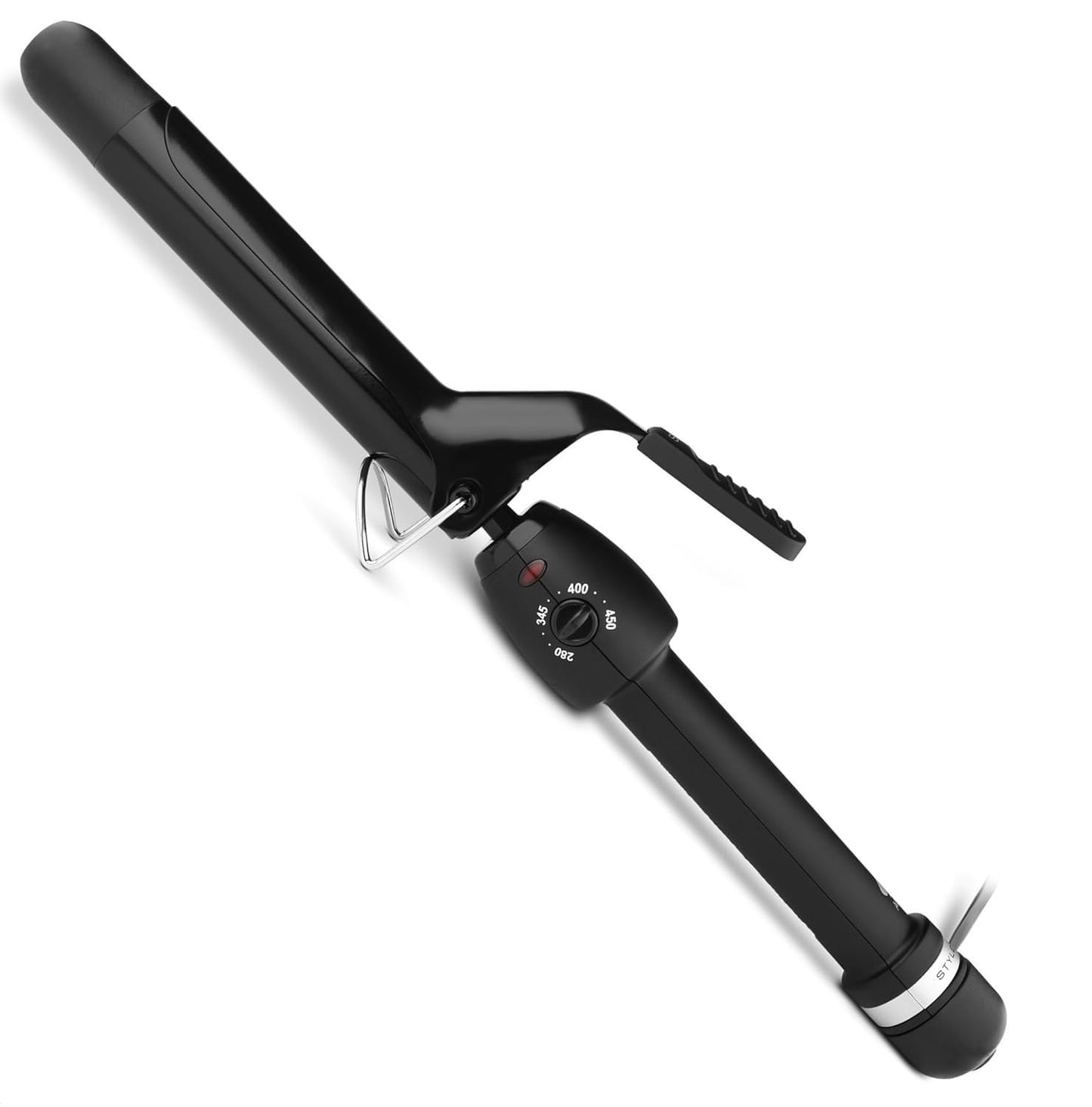 StyleCraft Stay-Temp Black Gold Professional Curling Iron with Extra-Long Thumb Grip, Extended Barrel, Marcel