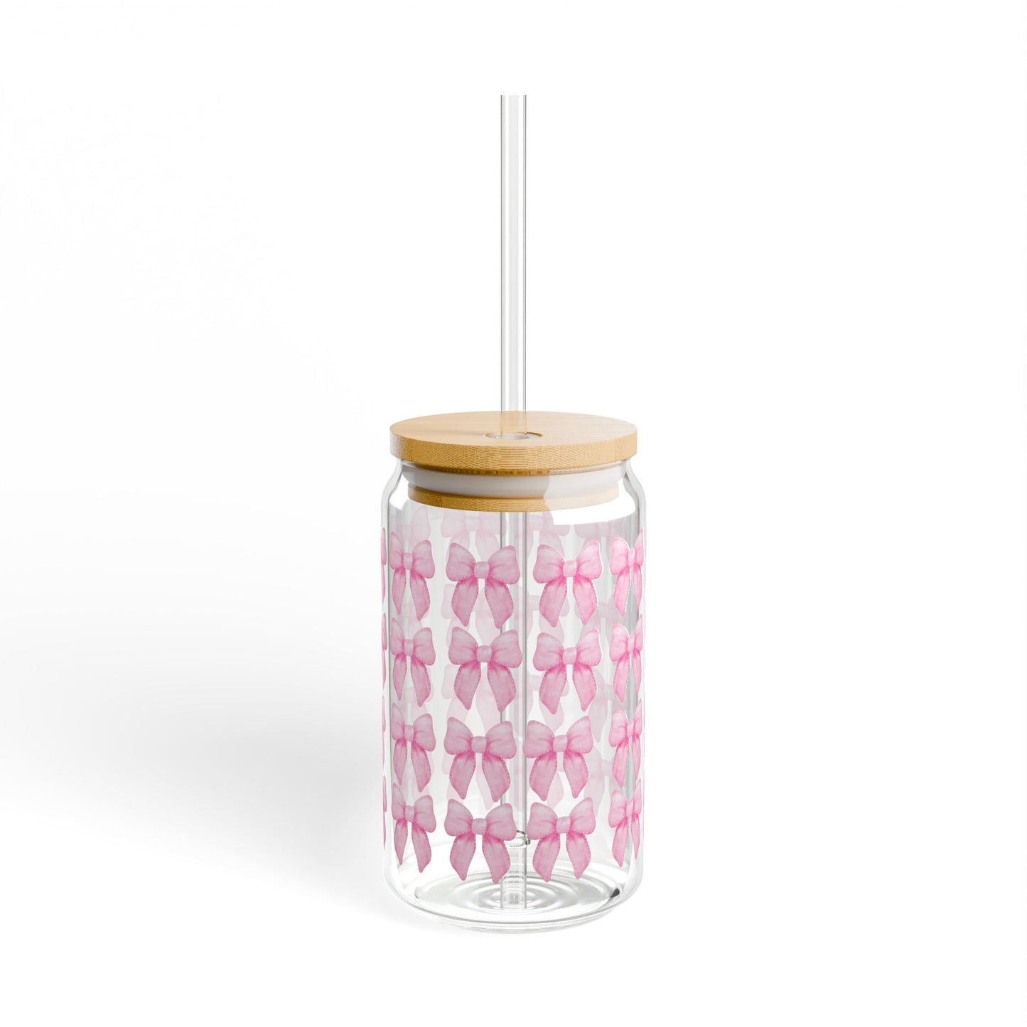 BabyGirl Elite Pink Bow 16oz Sipper Glass with Straw