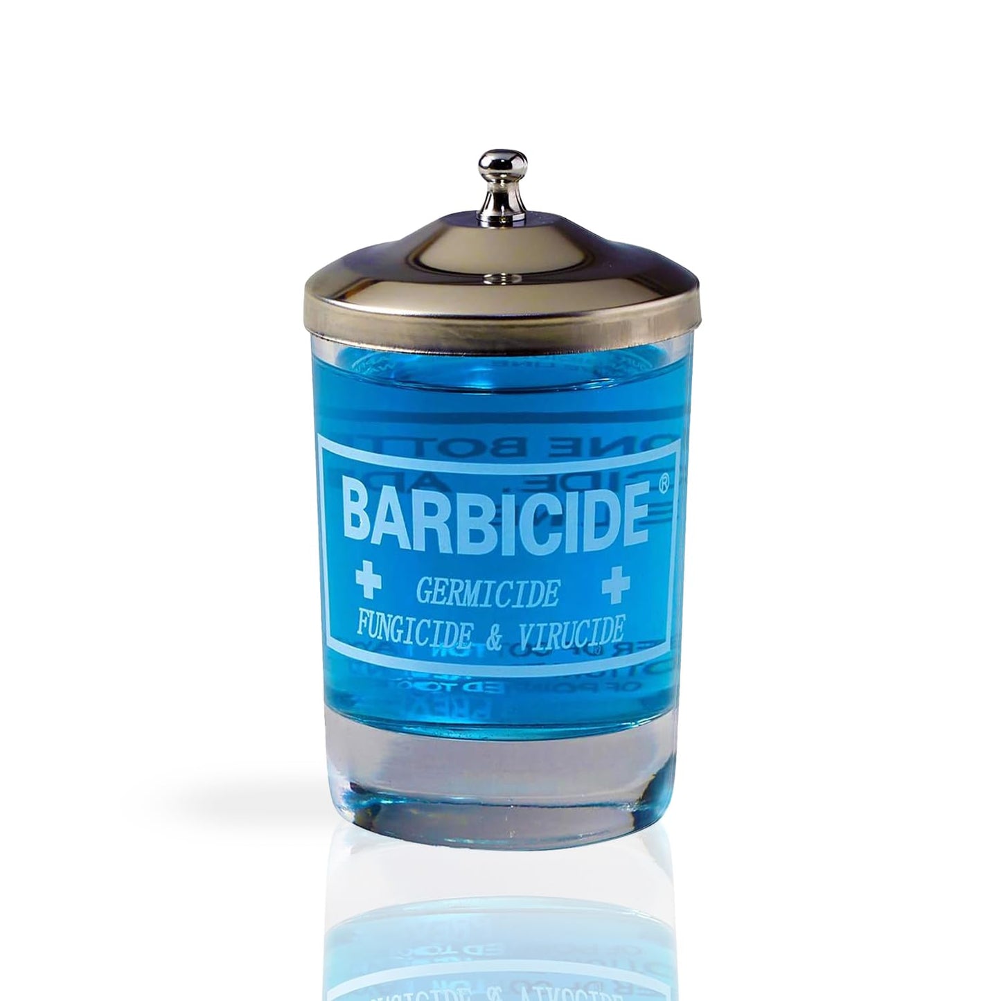 BARBICIDE Disinfecting Jar – Durable Glass Immersion Container with Stainless Steel Lid and Tray – Professional Salon, Spa & Barber Tool Sanitizer for Combs, Brushes & Implements - (Large - 37 Fl Oz)