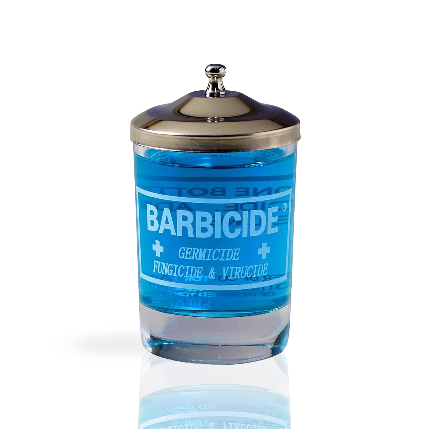 BARBICIDE Disinfecting Jar – Durable Glass Immersion Container with Stainless Steel Lid and Tray – Professional Salon, Spa & Barber Tool Sanitizer for Combs, Brushes & Implements - (Large - 37 Fl Oz)