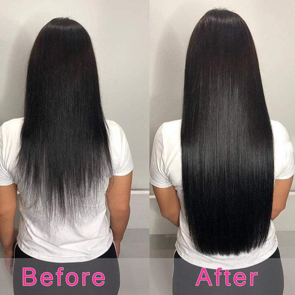 Straight Human Hair Clip in Hair Extensions for Black Women 100% Unprocessed Full Head Brazilian Virgin Hair Natural Black Color,8/Pcs with 18Clips,120 Gram (24inch, Straight hair)