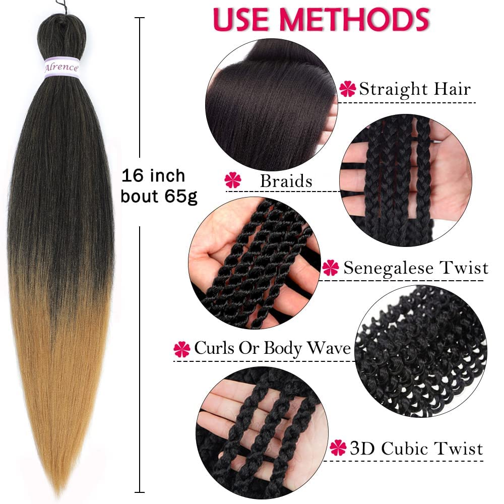 Alrence Pre Stretched Braiding Hair Long Braid 30 Inch 8 Packs Professional Braiding Hair Extensions Synthetic Crochet Twist Braids (30 Inch, 1B#)