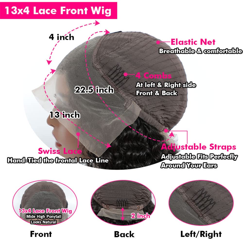 bangjazz 13x4 Deep Wave Lace Front Wigs Human Hair 180% Density Deep Wave Frontal Wigs Human Hair HD Lace 26 Inch Curly Wigs for Black Women Pre Plucked with Baby Hair Curly Lace Front Wig