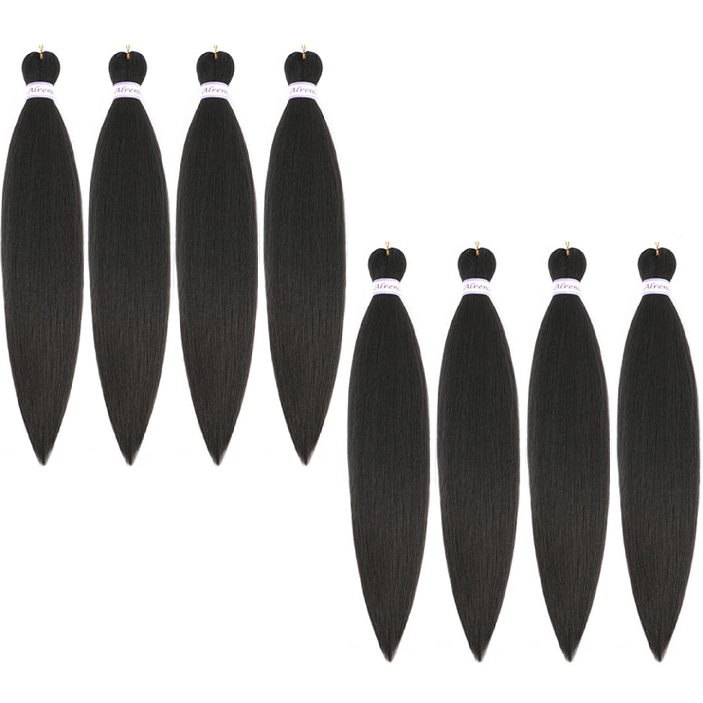 Alrence Pre Stretched Braiding Hair Long Braid 30 Inch 8 Packs Professional Braiding Hair Extensions Synthetic Crochet Twist Braids (30 Inch, 1B#)