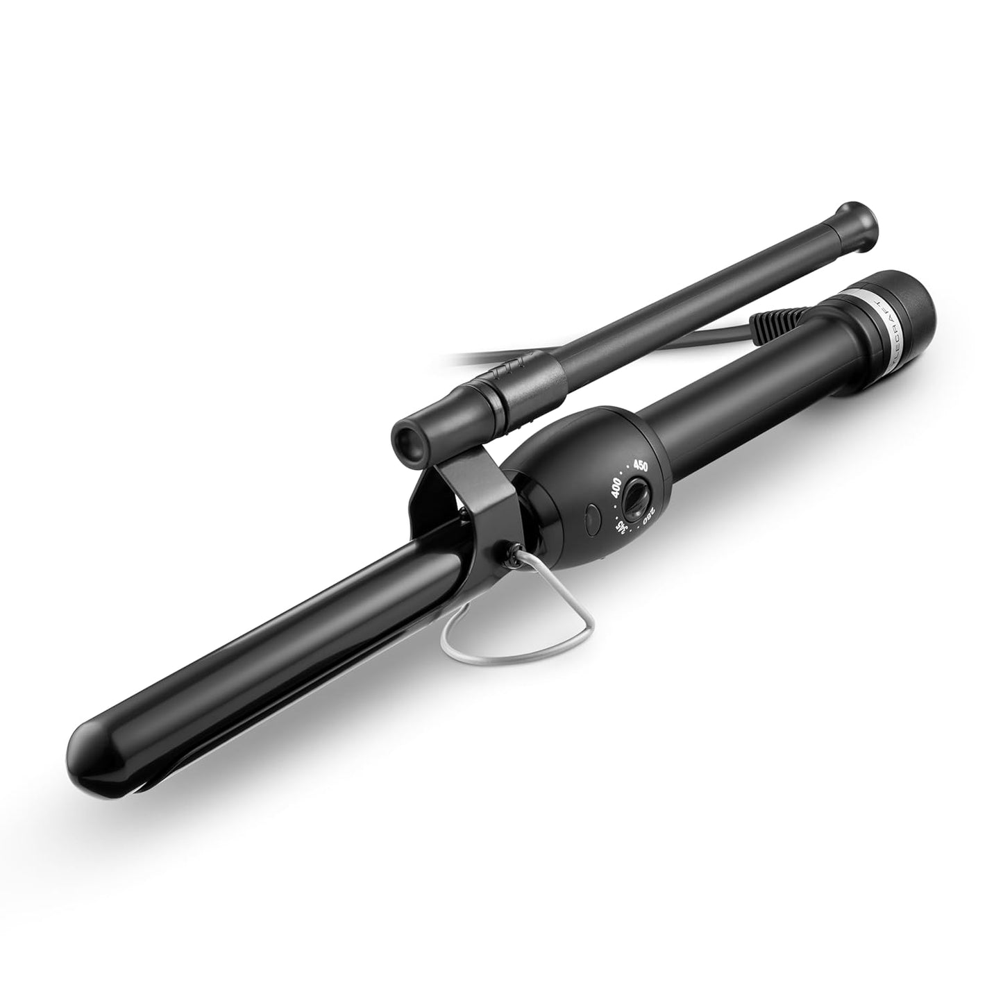StyleCraft Stay-Temp Black Gold Professional Curling Iron with Extra-Long Thumb Grip, Extended Barrel, Marcel
