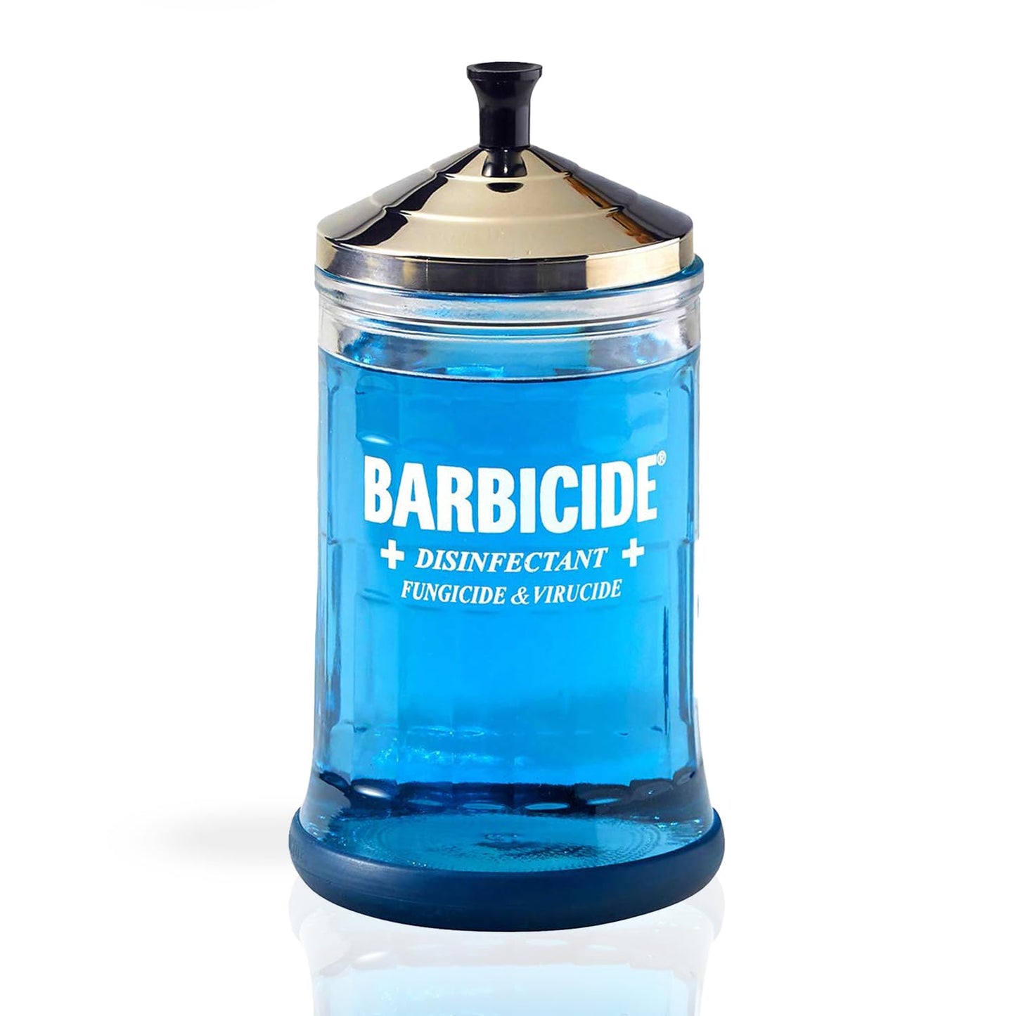 BARBICIDE Disinfecting Jar – Durable Glass Immersion Container with Stainless Steel Lid and Tray – Professional Salon, Spa & Barber Tool Sanitizer for Combs, Brushes & Implements - (Large - 37 Fl Oz)