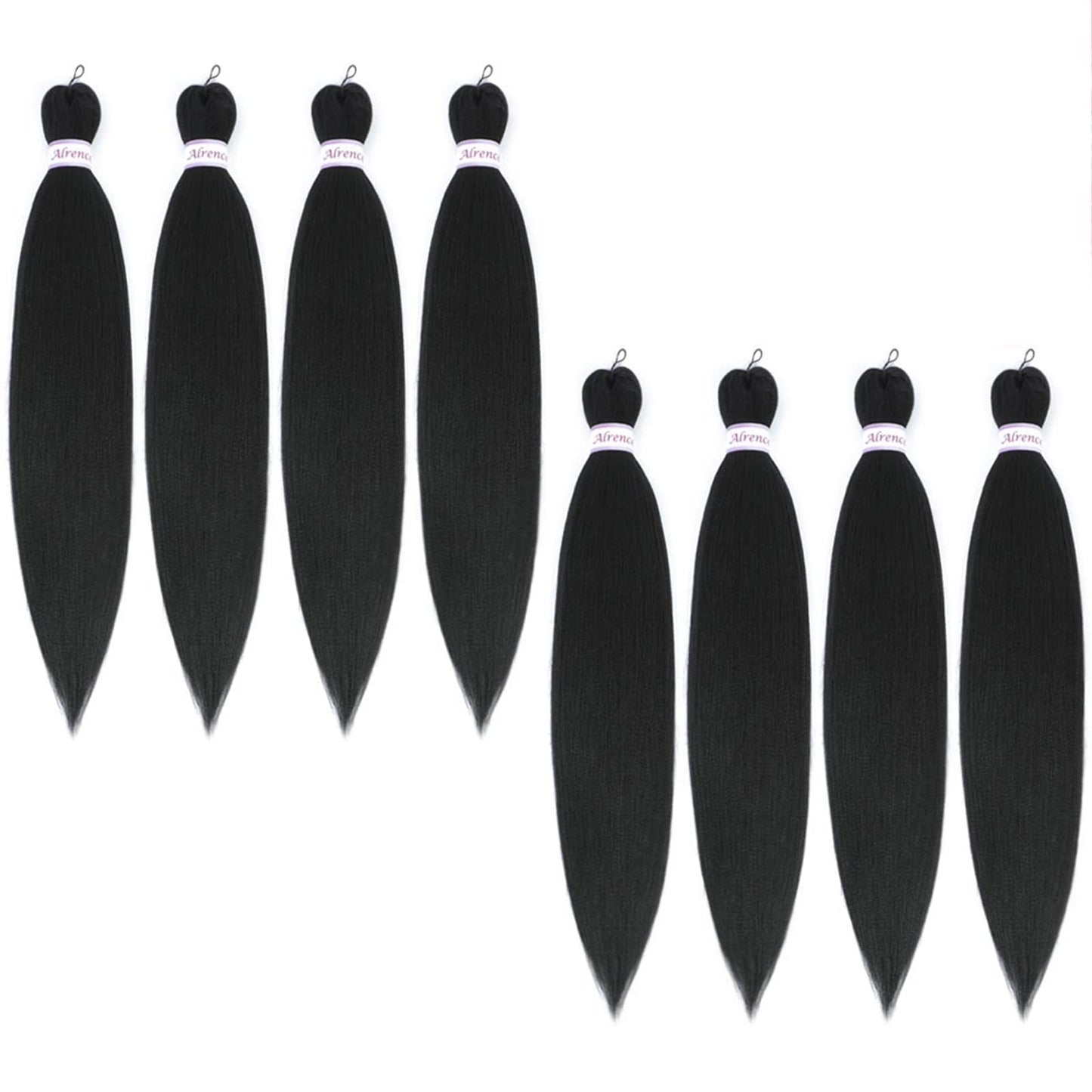 Alrence Pre Stretched Braiding Hair Long Braid 30 Inch 8 Packs Professional Braiding Hair Extensions Synthetic Crochet Twist Braids (30 Inch, 1B#)