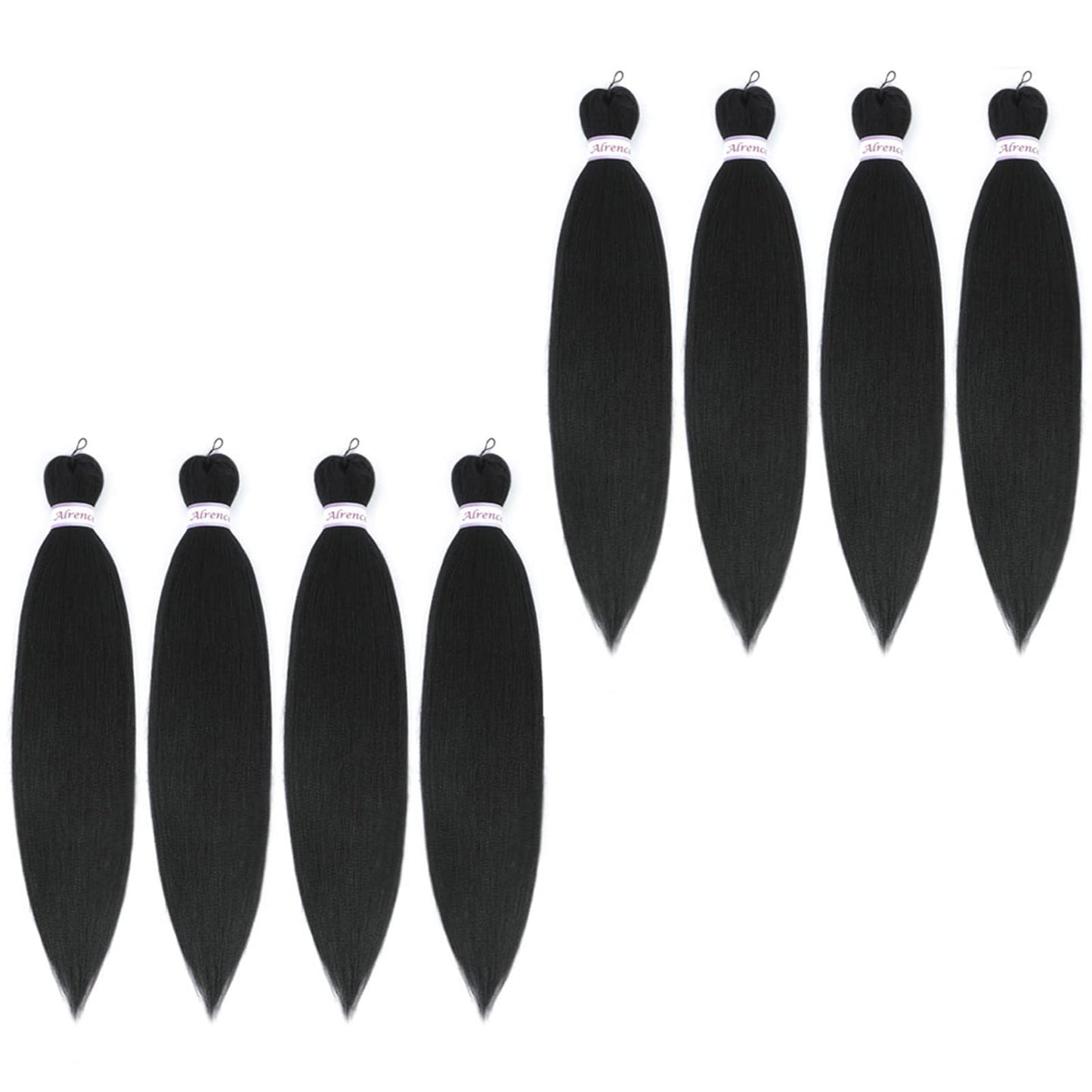 Alrence Pre Stretched Braiding Hair Long Braid 30 Inch 8 Packs Professional Braiding Hair Extensions Synthetic Crochet Twist Braids (30 Inch, 1B#)