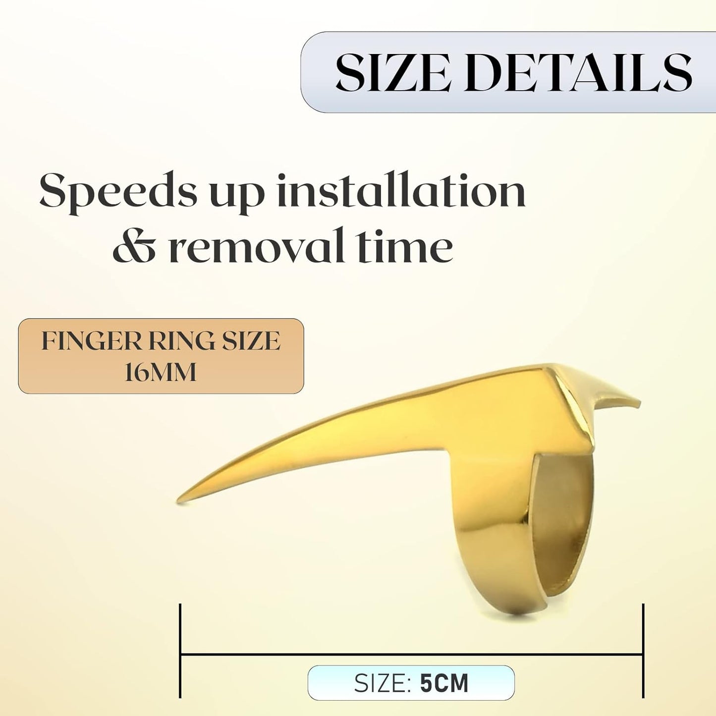 Quick Hair Braids Parting & Sectioning Rings 1pc - Stainless Steel Stitch Braid Tool Finger for Durable Dreadlocks Wig & Installation of Human Hair Extensions Braiding Tools (Gold)