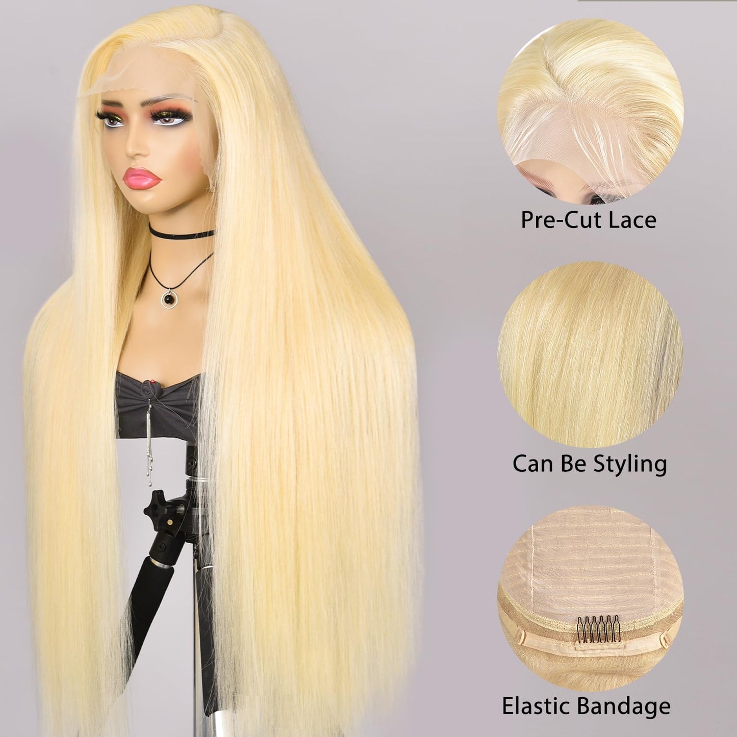 Alididi 613 13x6 Lace Front Wig Human Hair 150 Density Blonde Wig Human Hair 613 Lace Front Wig Human Hair Straight Lace Frontal Wig (150Inch, 613 Blonde Wig)