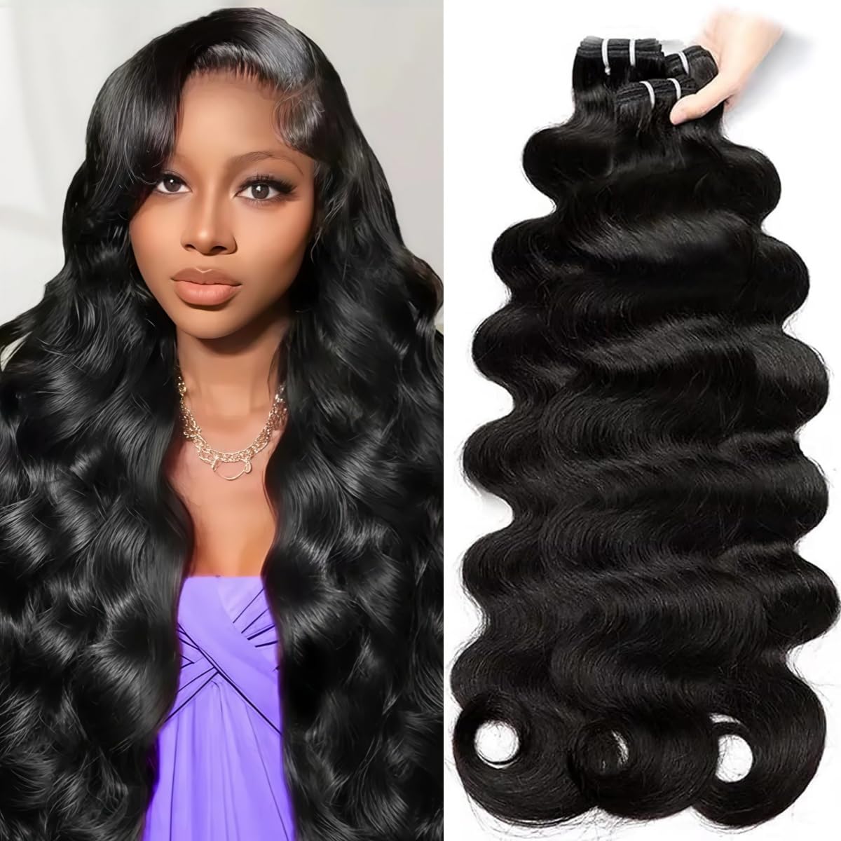 12A Human Hair Bundles 18 20 22 24 Inch Body Wave Human Hair Bundles 100% Unprocessed Brazilian Virgin Hair 4 Bundles Human Hair Natural Colour Extensions Quick Weave