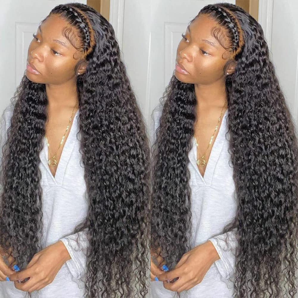 bangjazz 13x4 Deep Wave Lace Front Wigs Human Hair 180% Density Deep Wave Frontal Wigs Human Hair HD Lace 26 Inch Curly Wigs for Black Women Pre Plucked with Baby Hair Curly Lace Front Wig