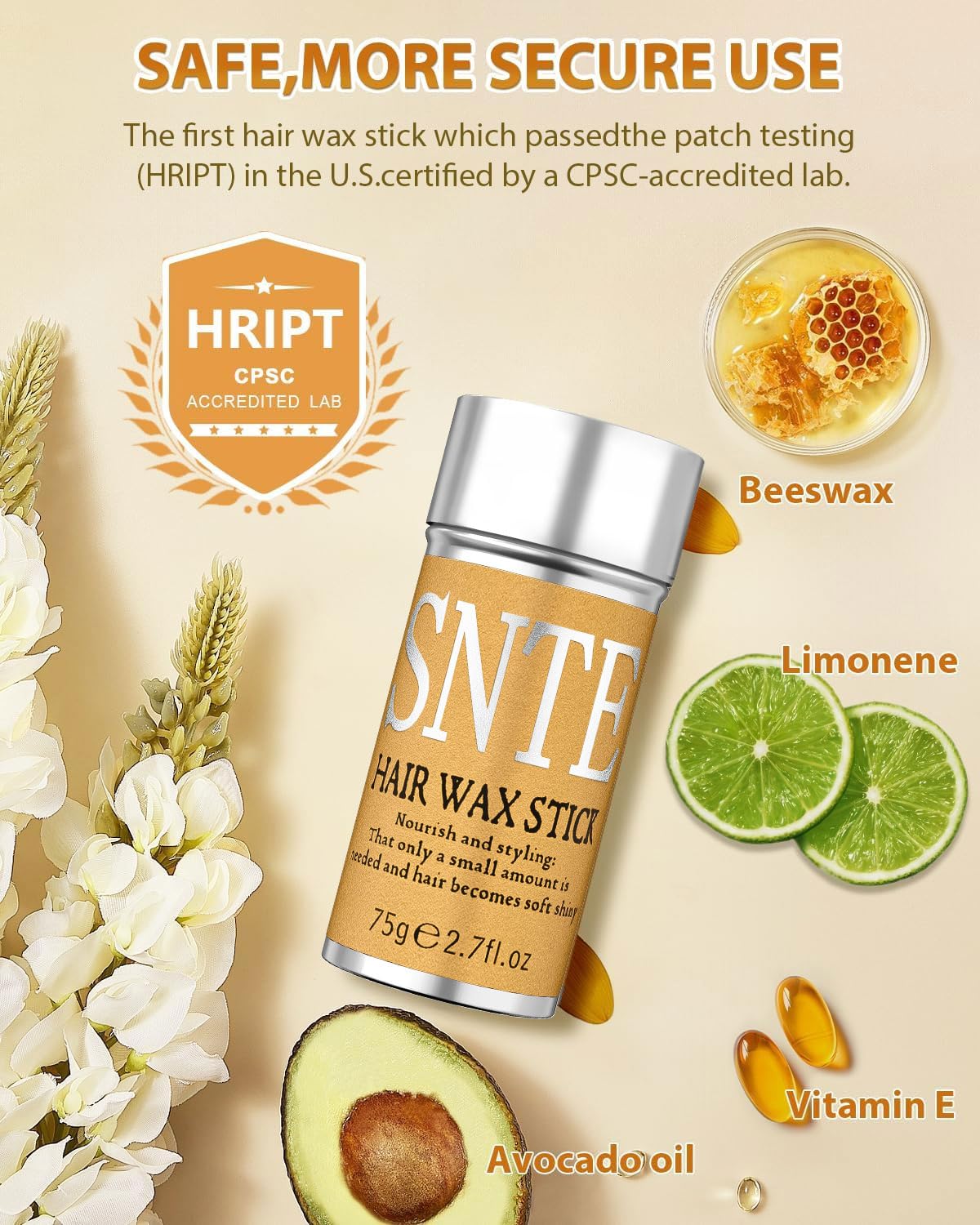 Samnyte Hair Wax Stick, Hair-Styling Waxes, Nourishing Accessories - Slick Stick for Women & Kids, Gel Tamer for Flyaways, Bun Maker & Styling Cream, 2.7 Fl Oz