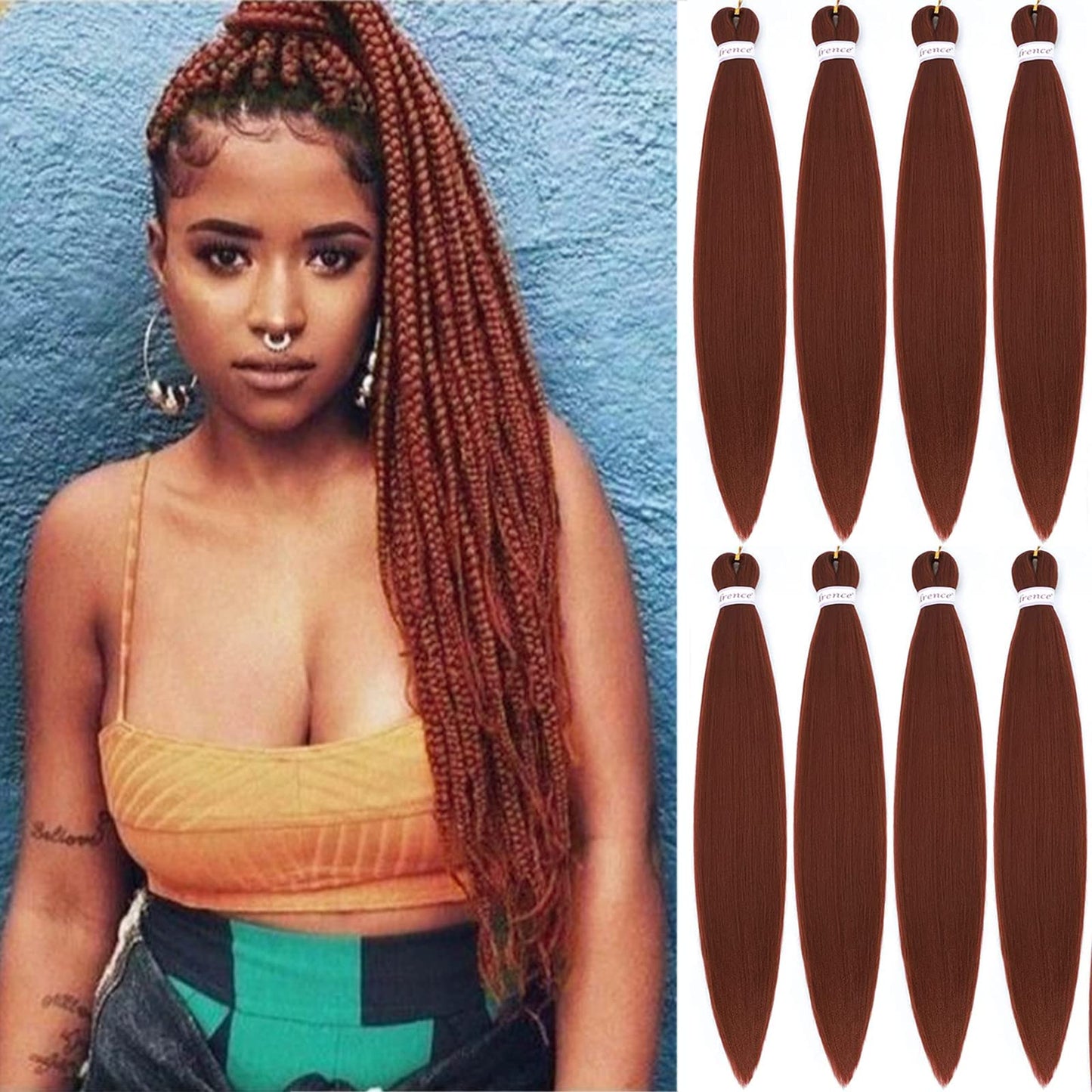 Alrence Pre Stretched Braiding Hair Long Braid 30 Inch 8 Packs Professional Braiding Hair Extensions Synthetic Crochet Twist Braids (30 Inch, 1B#)