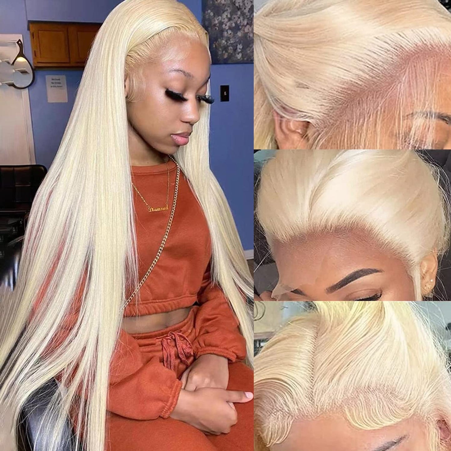 Alididi 613 13x6 Lace Front Wig Human Hair 150 Density Blonde Wig Human Hair 613 Lace Front Wig Human Hair Straight Lace Frontal Wig (150Inch, 613 Blonde Wig)