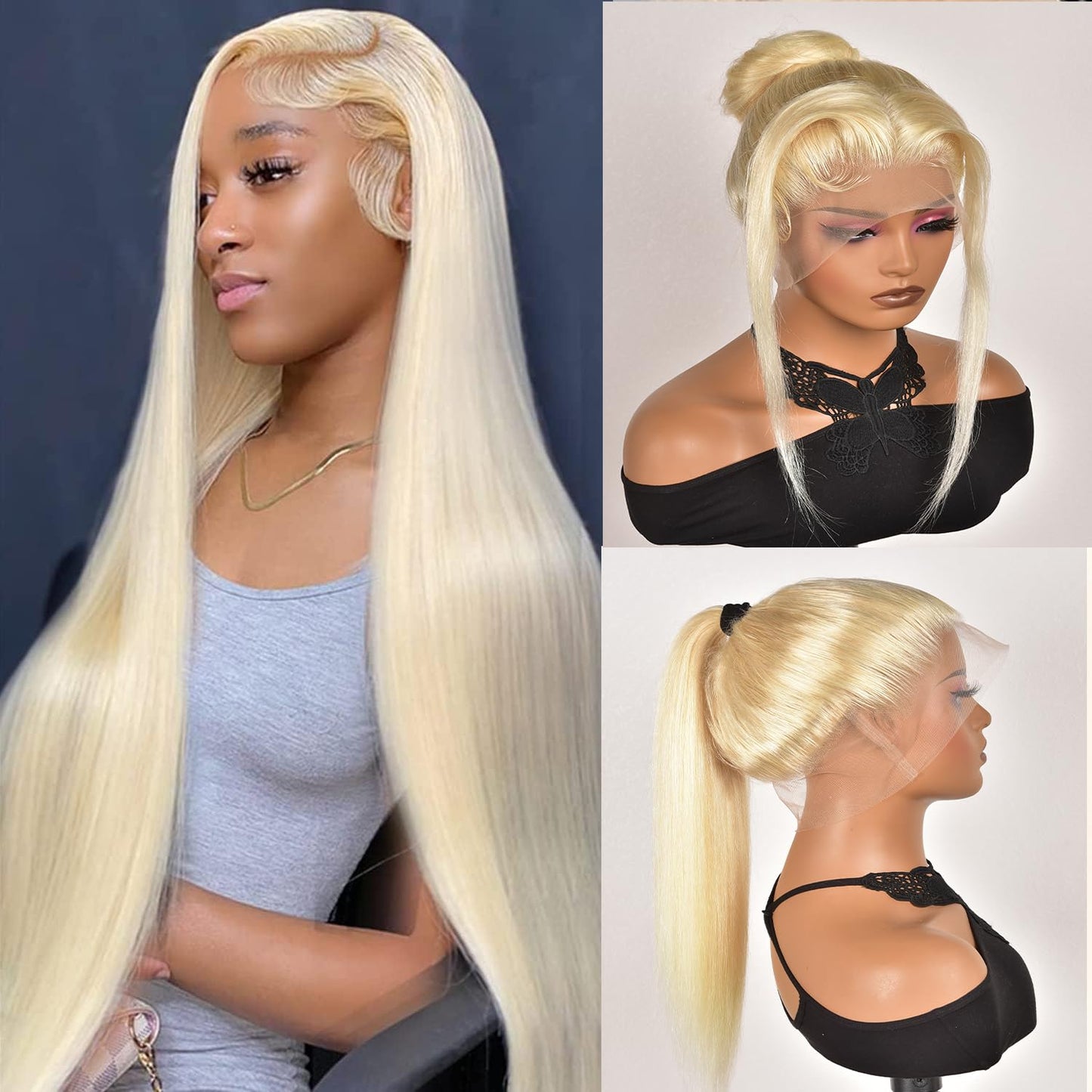 Alididi 613 13x6 Lace Front Wig Human Hair 150 Density Blonde Wig Human Hair 613 Lace Front Wig Human Hair Straight Lace Frontal Wig (150Inch, 613 Blonde Wig)
