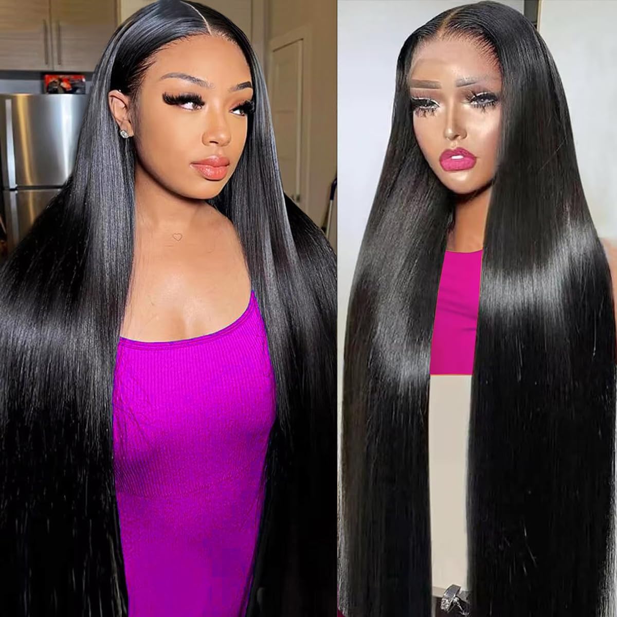 13x6 Lace Front Wigs Human Hair for Women 180 Density HD Transparent 28 Inch Straight Lace Front Wigs Human Hair Pre Plucked Glueless Lace Frontal Wigs Natural Black Color