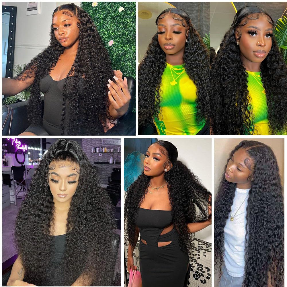 bangjazz 13x4 Deep Wave Lace Front Wigs Human Hair 180% Density Deep Wave Frontal Wigs Human Hair HD Lace 26 Inch Curly Wigs for Black Women Pre Plucked with Baby Hair Curly Lace Front Wig