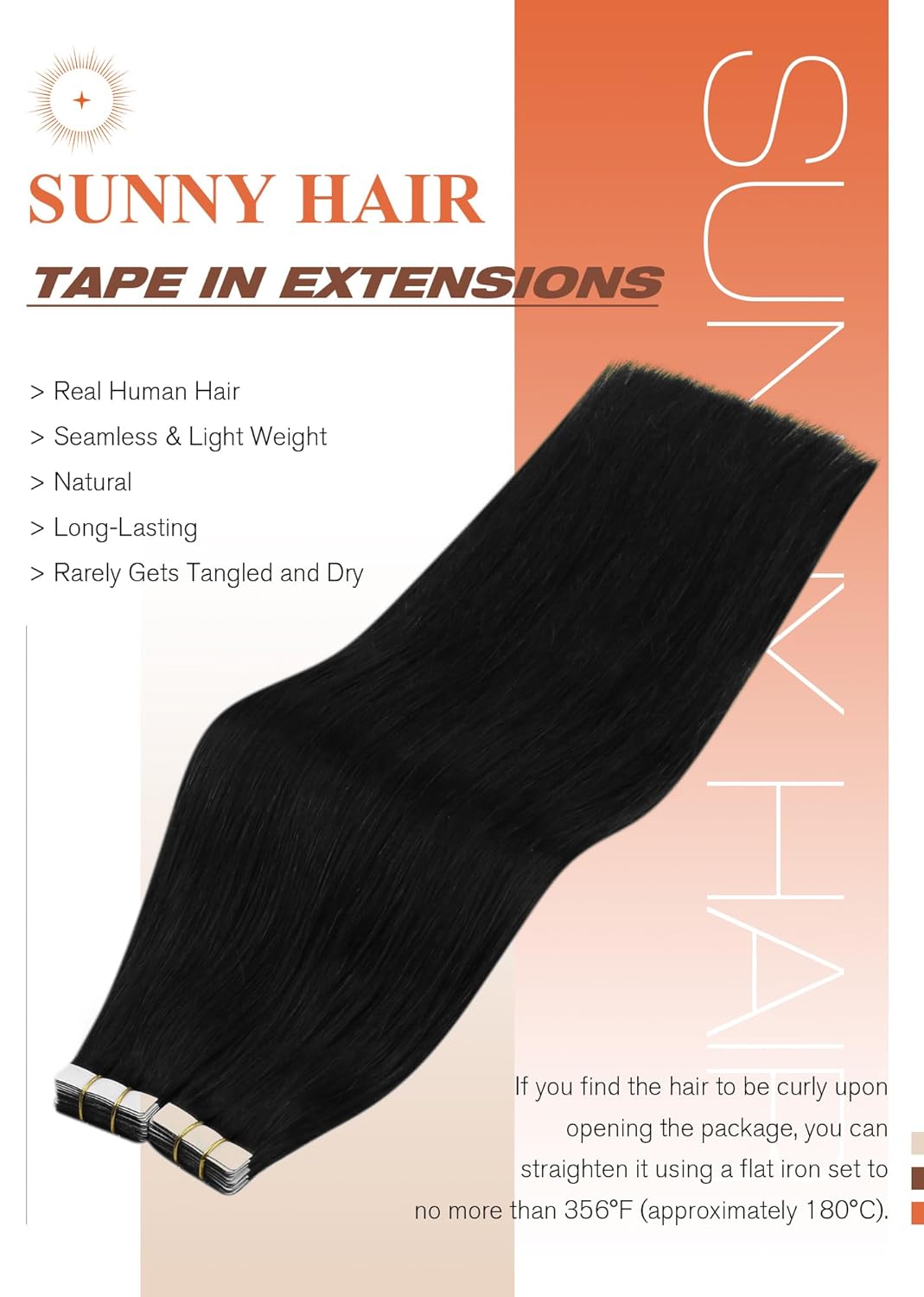 Sunny Hair Tape in Hair Extensions Human Hair 22inch Hair Extensions Real Human Hair Tape in Extensions for Women Jet Black Invisible Remy Hair Natural Straight Skin Weft Double Sided Tapes 20Pcs 50g