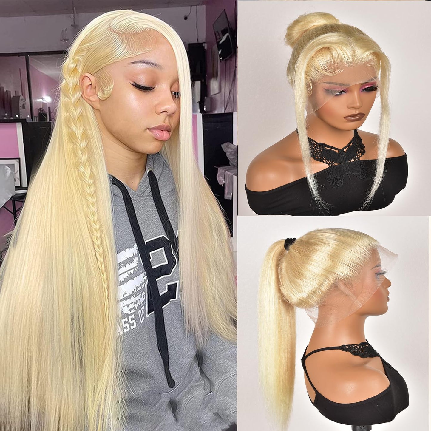 Alididi 613 13x6 Lace Front Wig Human Hair 150 Density Blonde Wig Human Hair 613 Lace Front Wig Human Hair Straight Lace Frontal Wig (150Inch, 613 Blonde Wig)