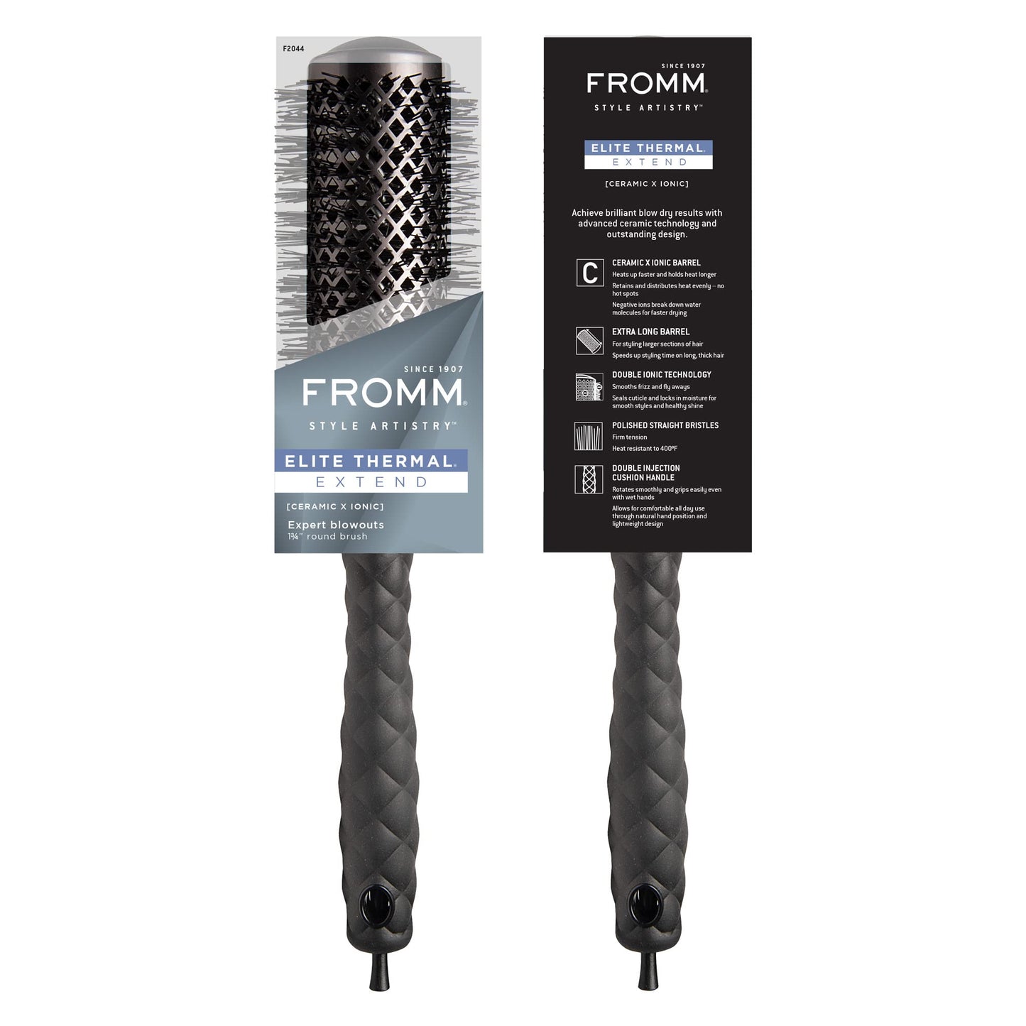Fromm Elite Thermal Ceramic x Ionic 1.25 Inch Round Hair Brush for Expert Blowouts, Hair Drying, Extended Barrel for Anti-Static Styling, Smoothing, Straightening, and Shine, Ideal for Short Hair