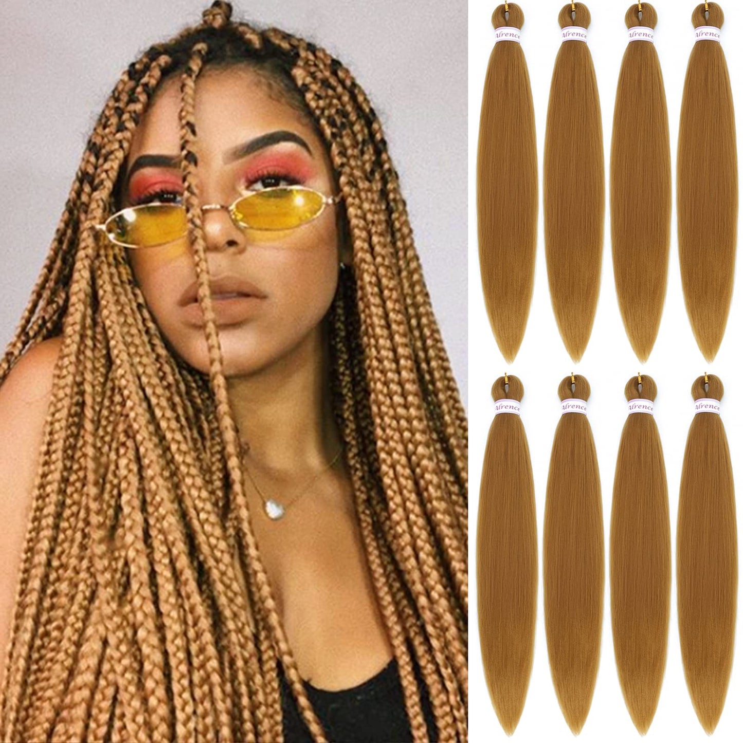 Alrence Pre Stretched Braiding Hair Long Braid 30 Inch 8 Packs Professional Braiding Hair Extensions Synthetic Crochet Twist Braids (30 Inch, 1B#)