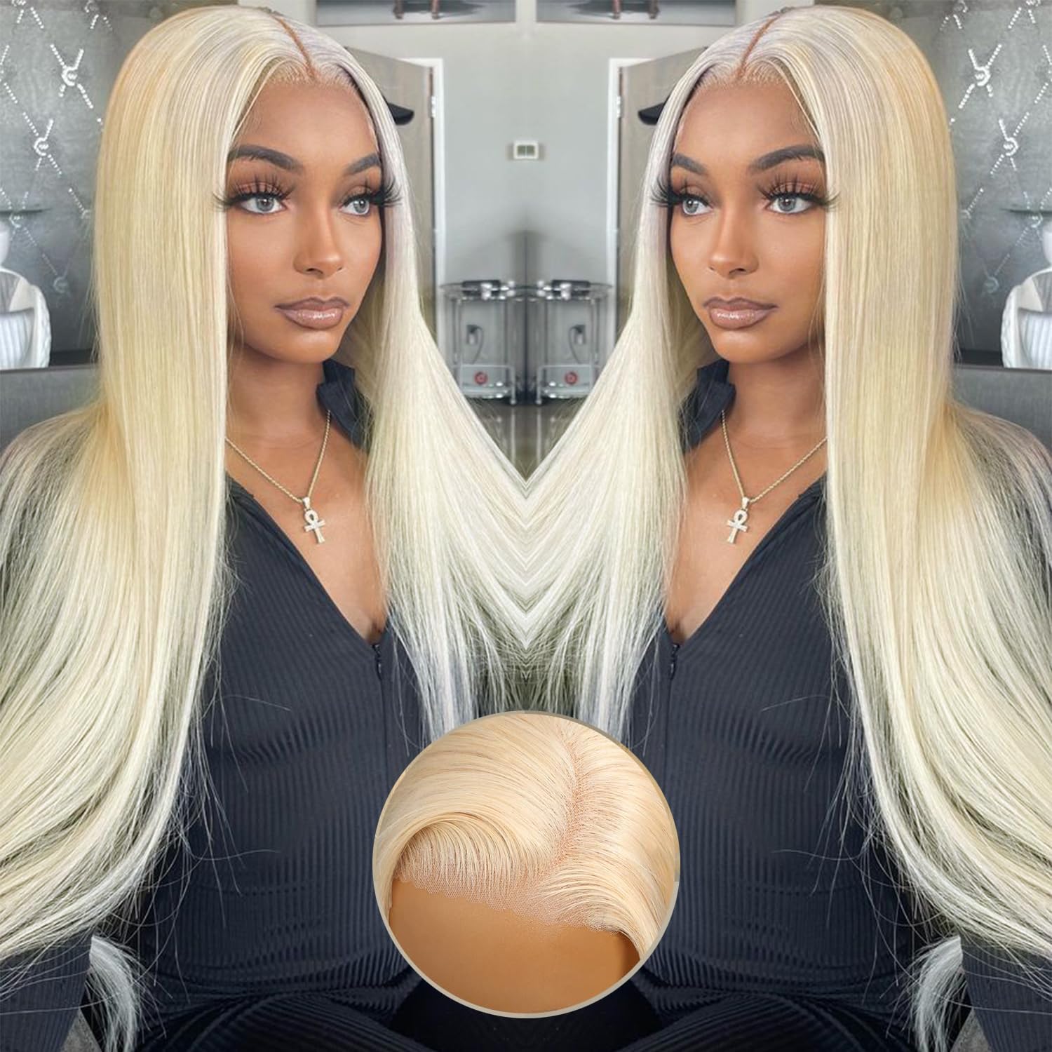 Alididi 613 13x6 Lace Front Wig Human Hair 150 Density Blonde Wig Human Hair 613 Lace Front Wig Human Hair Straight Lace Frontal Wig (150Inch, 613 Blonde Wig)