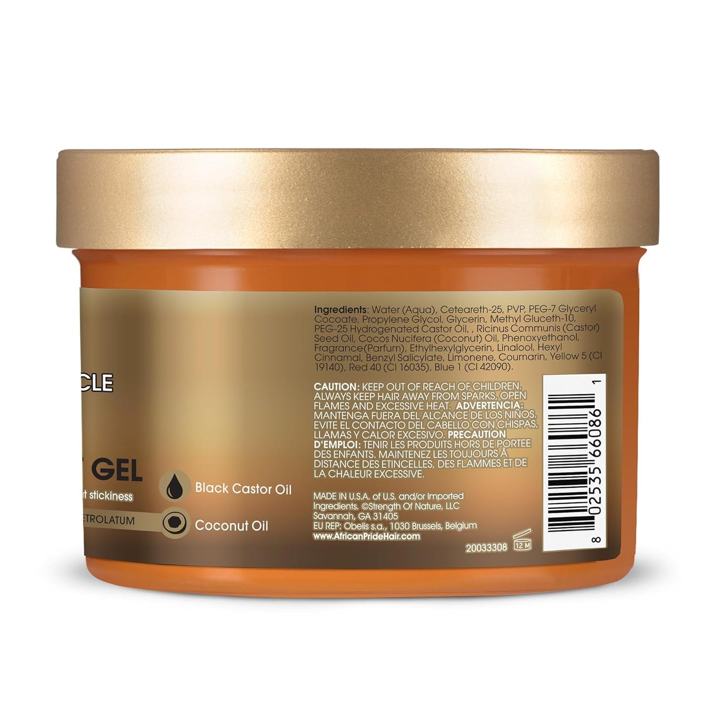 African Pride Black Castor Miracle Extra Hold Braid, Loc, Twist Gel - Extreme Hold Braiding Hair Gel, Edge Control & Tames Frizz, No Flake | Natural Ingredients, Black Castor & Coconut Oil | 12oz