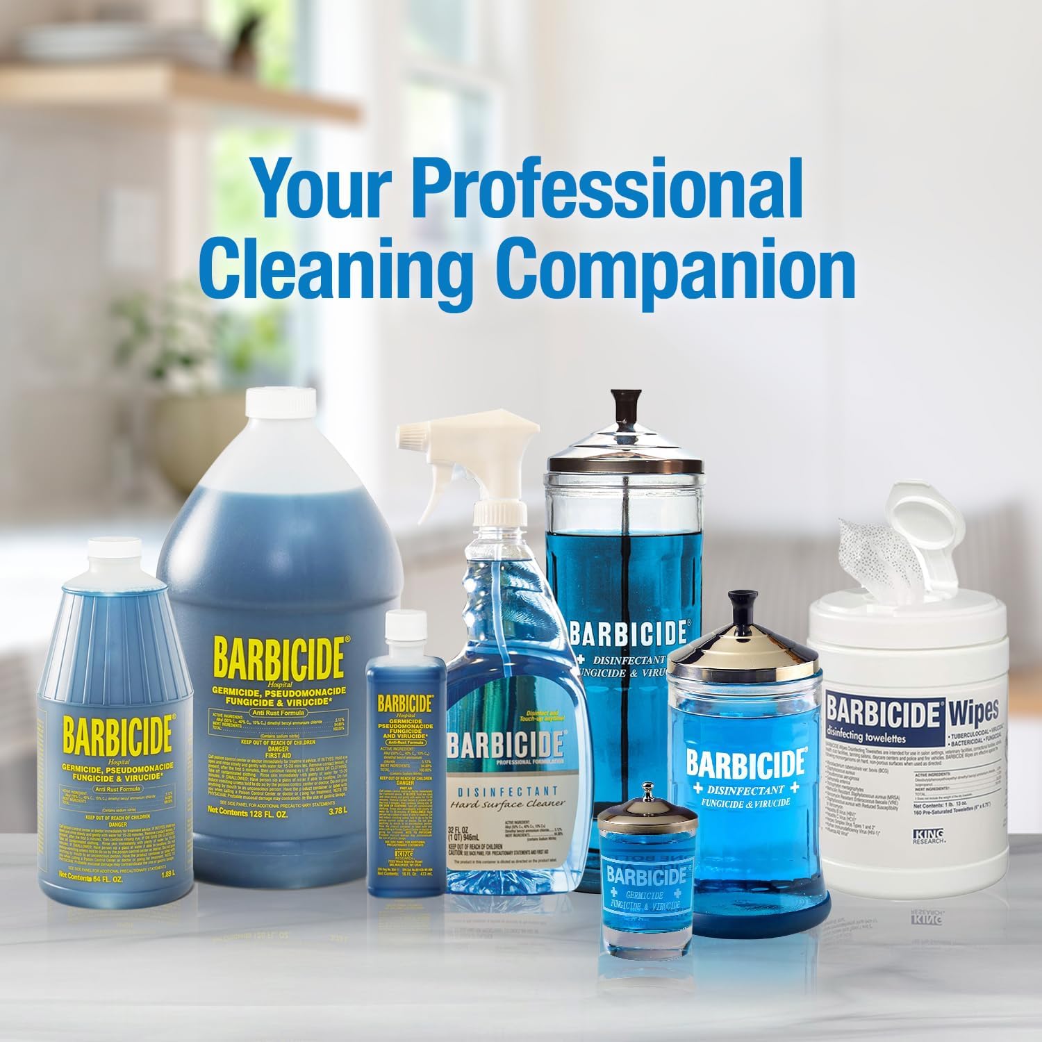 BARBICIDE Disinfecting Jar – Durable Glass Immersion Container with Stainless Steel Lid and Tray – Professional Salon, Spa & Barber Tool Sanitizer for Combs, Brushes & Implements - (Large - 37 Fl Oz)