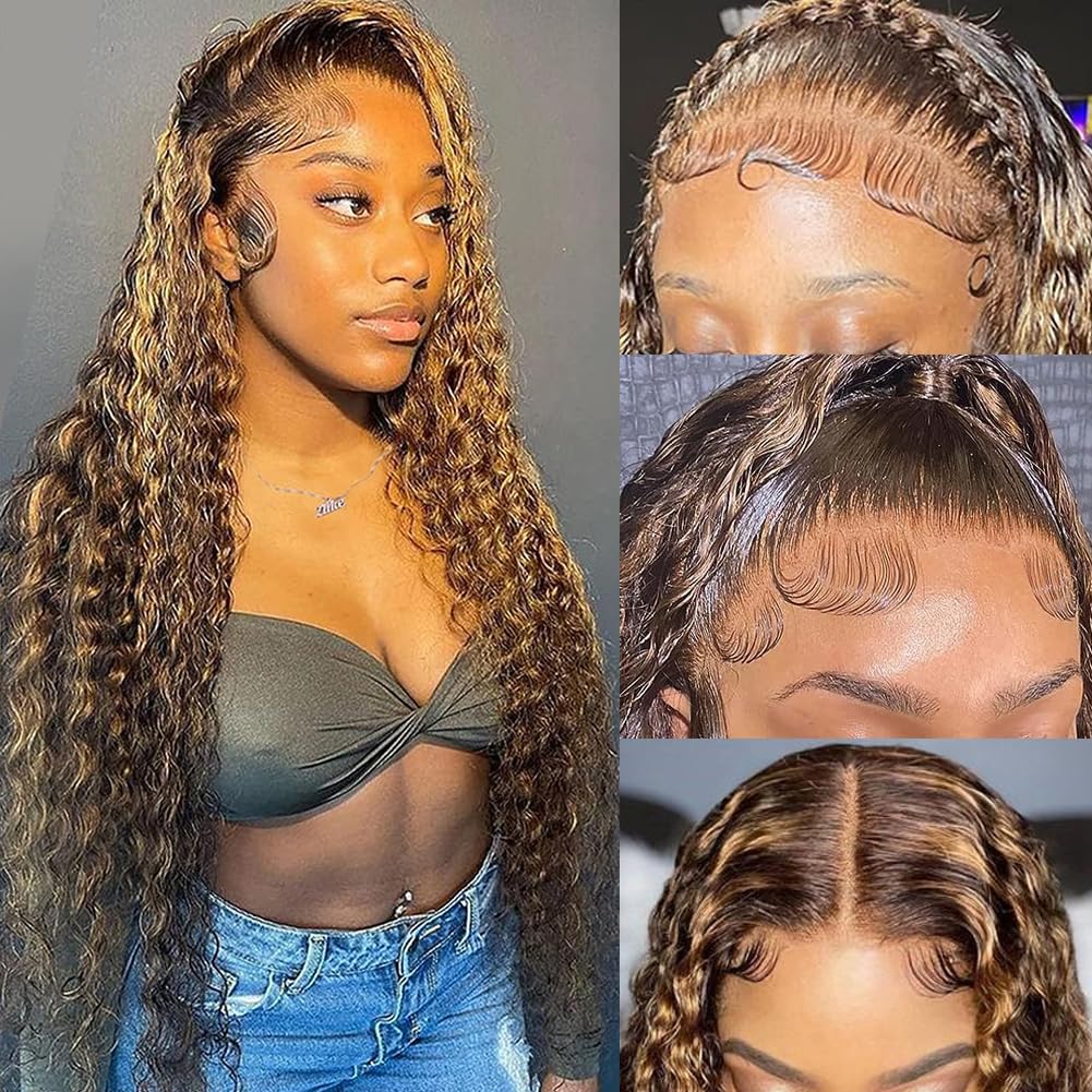 bangjazz 13x4 Deep Wave Lace Front Wigs Human Hair 180% Density Deep Wave Frontal Wigs Human Hair HD Lace 26 Inch Curly Wigs for Black Women Pre Plucked with Baby Hair Curly Lace Front Wig