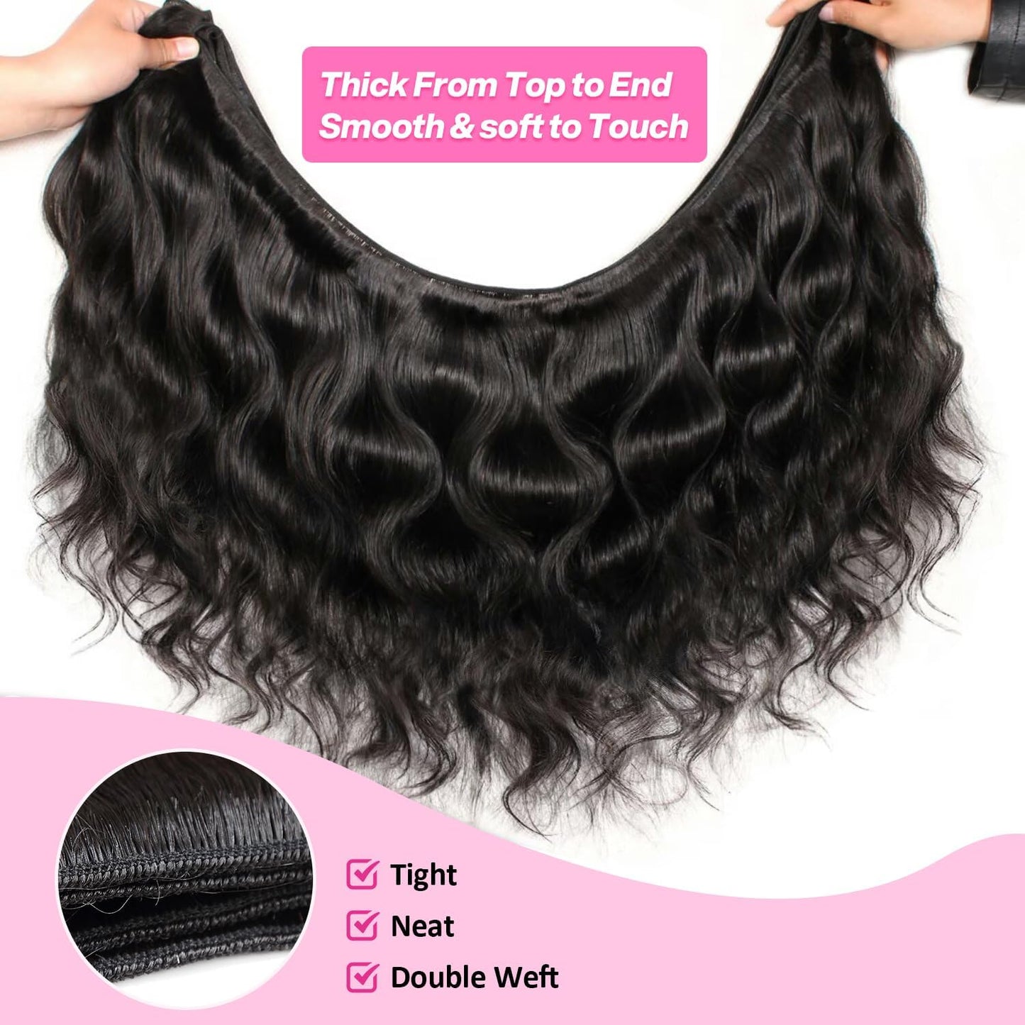 12A Human Hair Bundles 18 20 22 24 Inch Body Wave Human Hair Bundles 100% Unprocessed Brazilian Virgin Hair 4 Bundles Human Hair Natural Colour Extensions Quick Weave