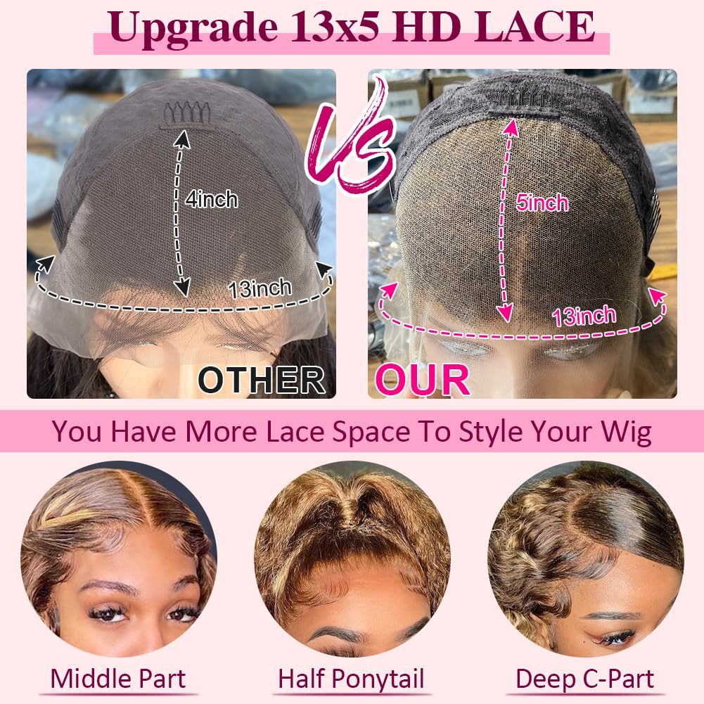 CYNOSURE 13x5 Highlight Ombre Deep Curly Lace Front Wigs Human Hair 26Inch Honey Blonde Jerry Curly Wig Human Hair HD Transparent Lace Frontal Wigs Pre Plucked 180 Density Human Hair for Women