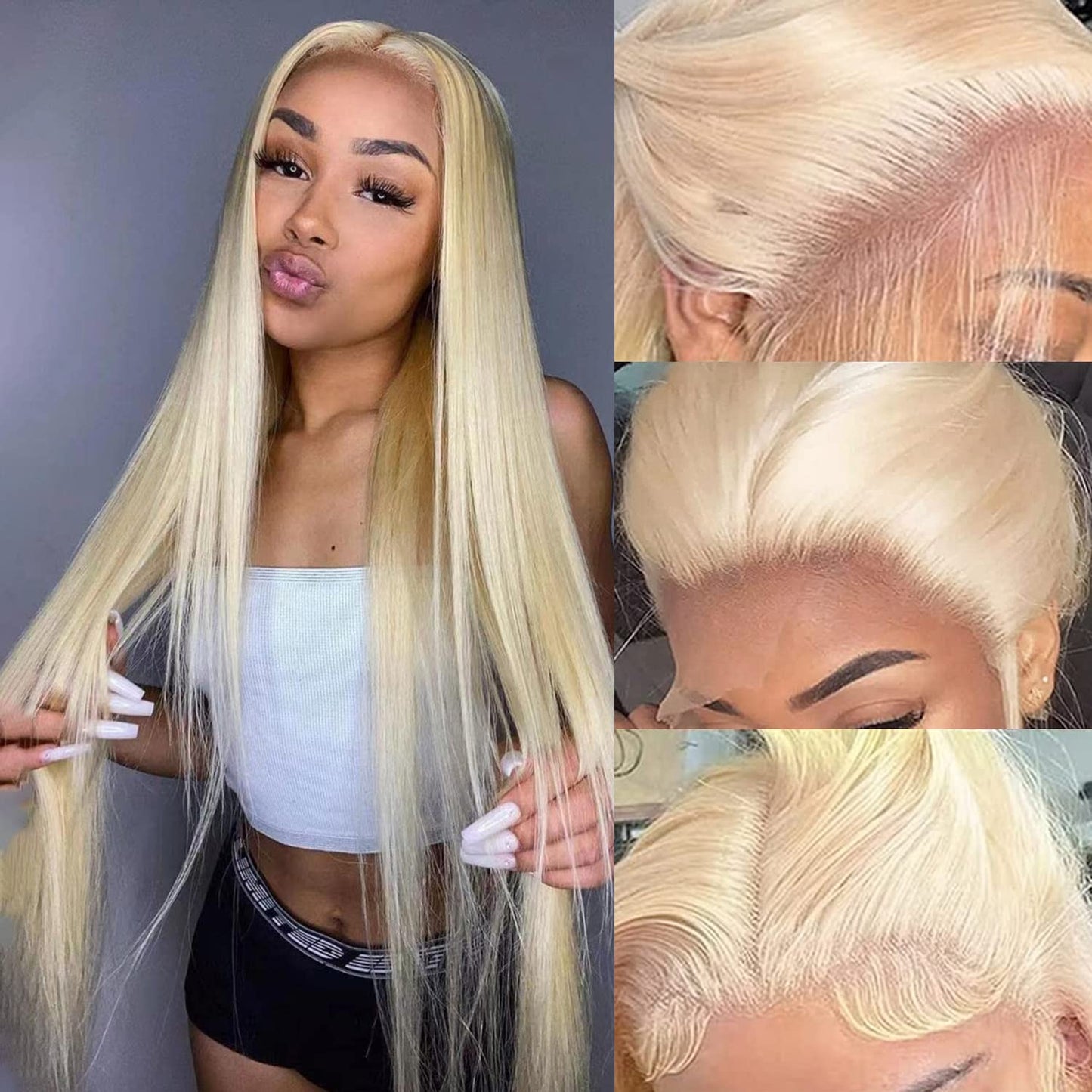 Alididi 613 13x6 Lace Front Wig Human Hair 150 Density Blonde Wig Human Hair 613 Lace Front Wig Human Hair Straight Lace Frontal Wig (150Inch, 613 Blonde Wig)