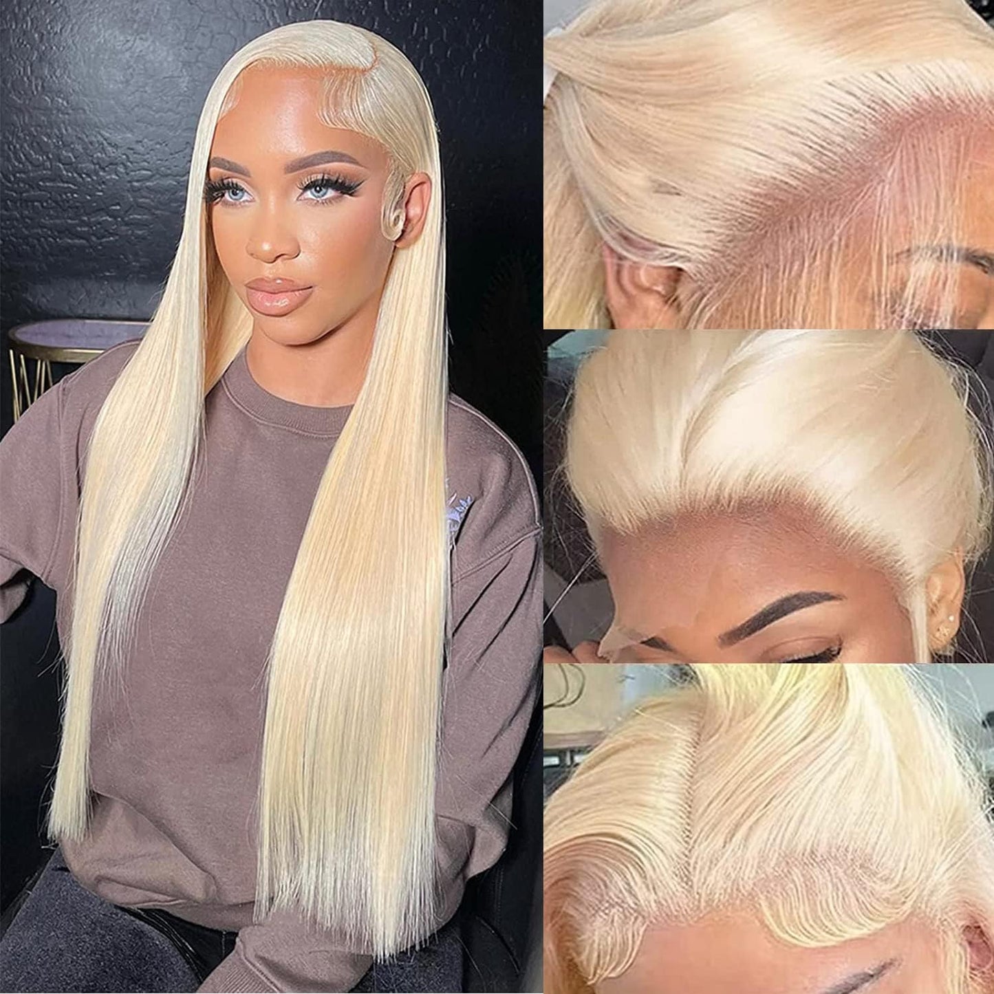 Alididi 613 13x6 Lace Front Wig Human Hair 150 Density Blonde Wig Human Hair 613 Lace Front Wig Human Hair Straight Lace Frontal Wig (150Inch, 613 Blonde Wig)