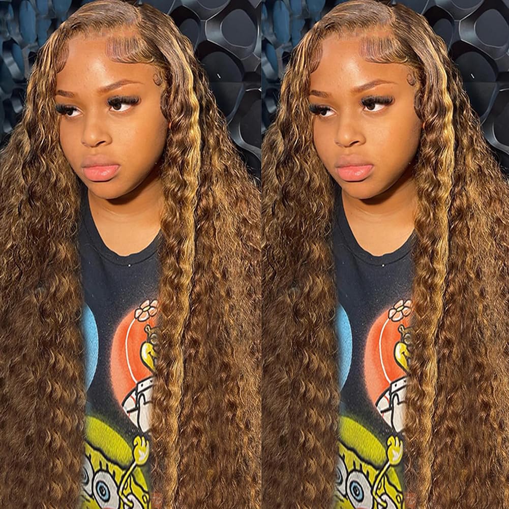 bangjazz 13x4 Deep Wave Lace Front Wigs Human Hair 180% Density Deep Wave Frontal Wigs Human Hair HD Lace 26 Inch Curly Wigs for Black Women Pre Plucked with Baby Hair Curly Lace Front Wig