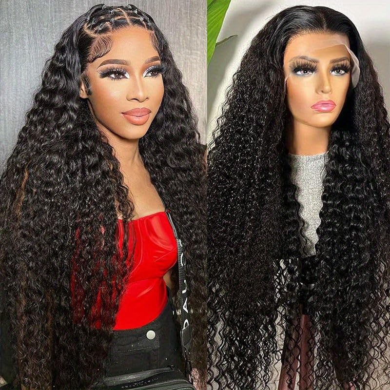 30Inch Deep Wave Lace Front Wigs Human Hair 13x6 Lace Front Wigs Human Hair Pre Plucked 200% Density for Women Deep Curly Glueless Wigs Human Hair Pre Plucked with Baby Hair