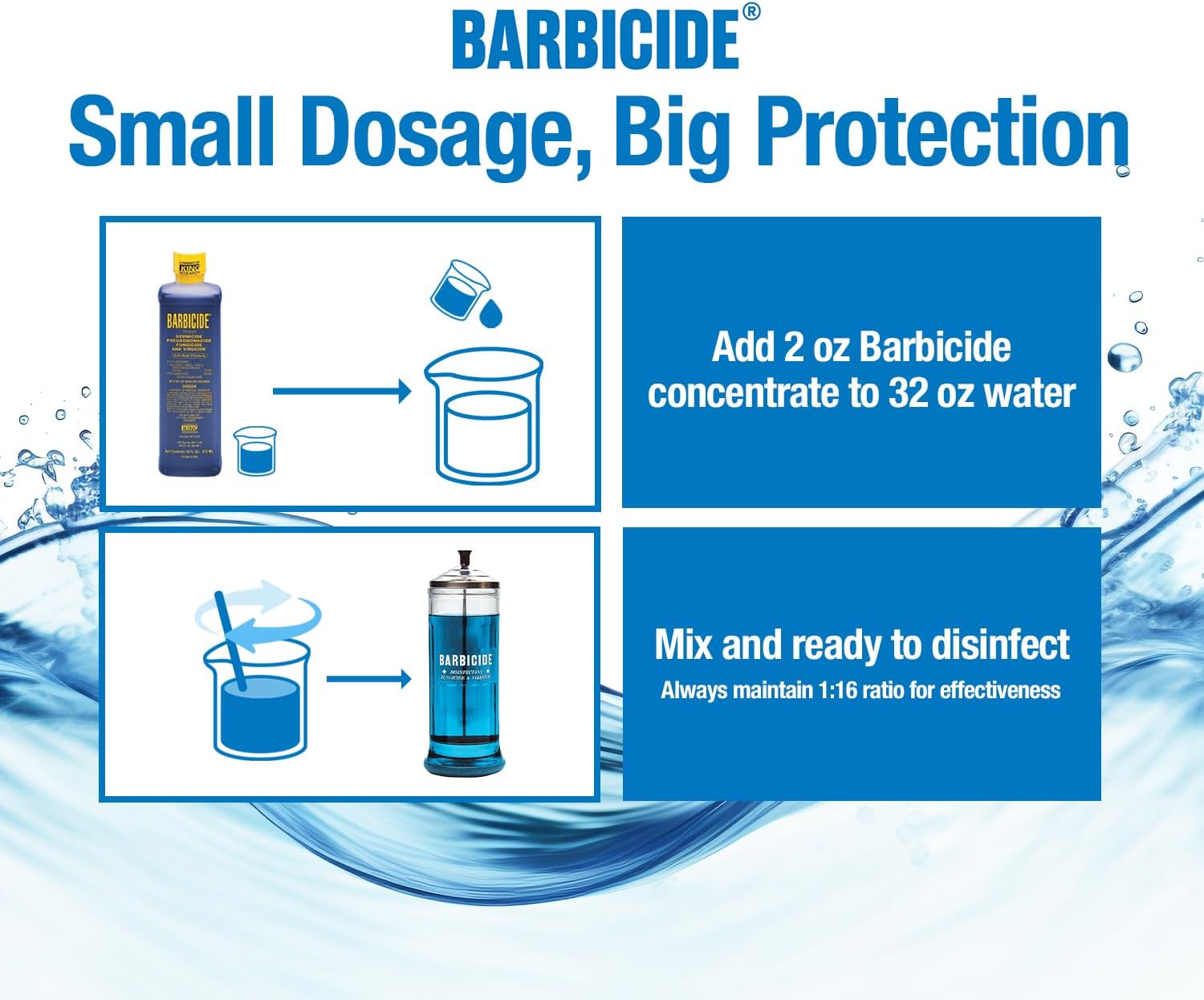 BARBICIDE Disinfecting Jar – Durable Glass Immersion Container with Stainless Steel Lid and Tray – Professional Salon, Spa & Barber Tool Sanitizer for Combs, Brushes & Implements - (Large - 37 Fl Oz)