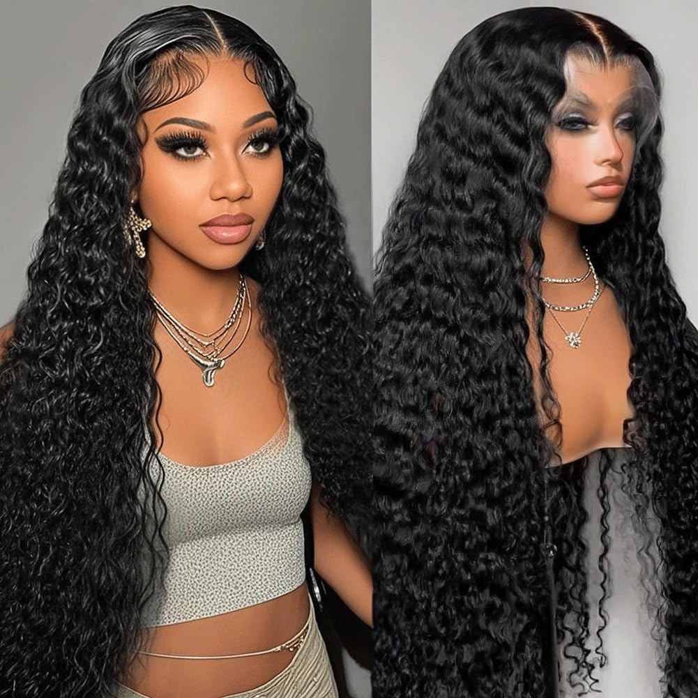 30Inch Deep Wave Lace Front Wigs Human Hair 13x6 Lace Front Wigs Human Hair Pre Plucked 200% Density for Women Deep Curly Glueless Wigs Human Hair Pre Plucked with Baby Hair