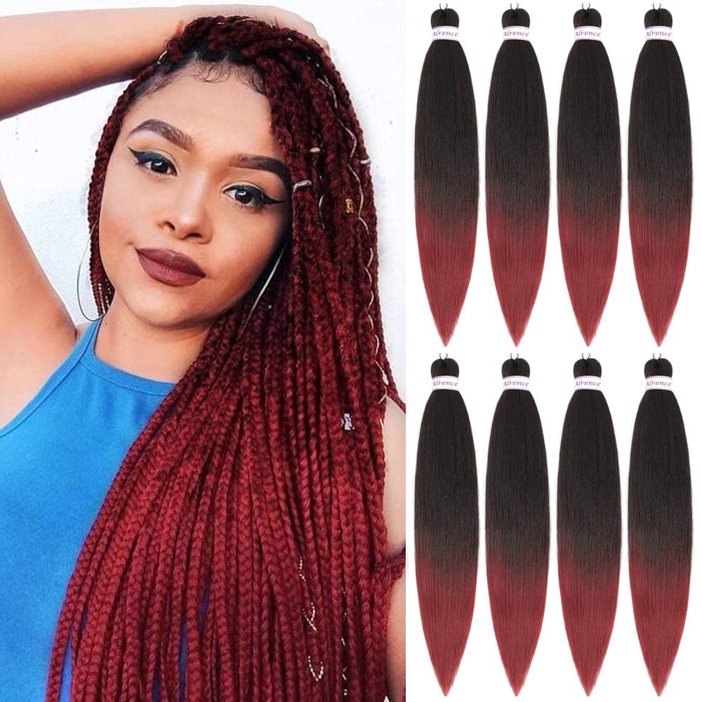 Alrence Pre Stretched Braiding Hair Long Braid 30 Inch 8 Packs Professional Braiding Hair Extensions Synthetic Crochet Twist Braids (30 Inch, 1B#)