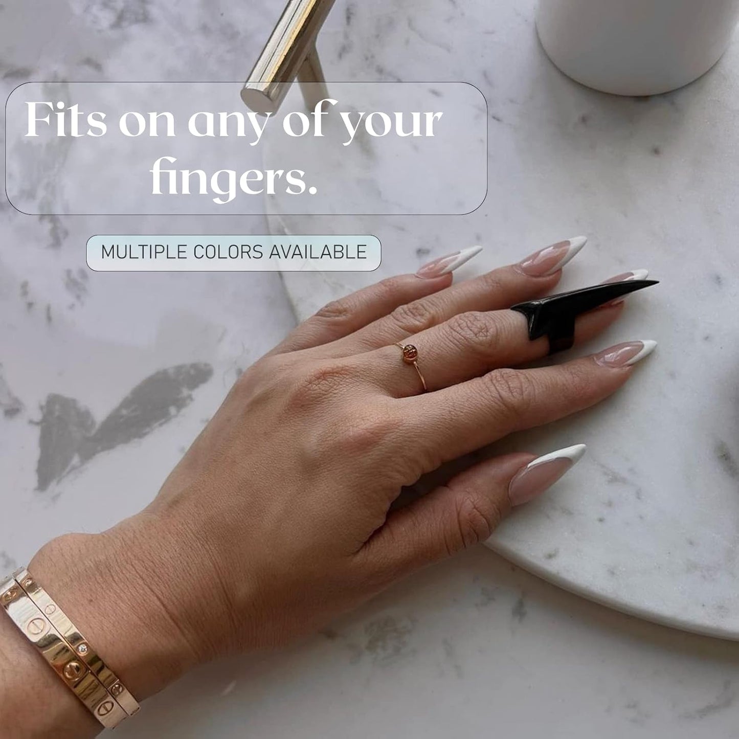 Quick Hair Braids Parting & Sectioning Rings 1pc - Stainless Steel Stitch Braid Tool Finger for Durable Dreadlocks Wig & Installation of Human Hair Extensions Braiding Tools (Gold)