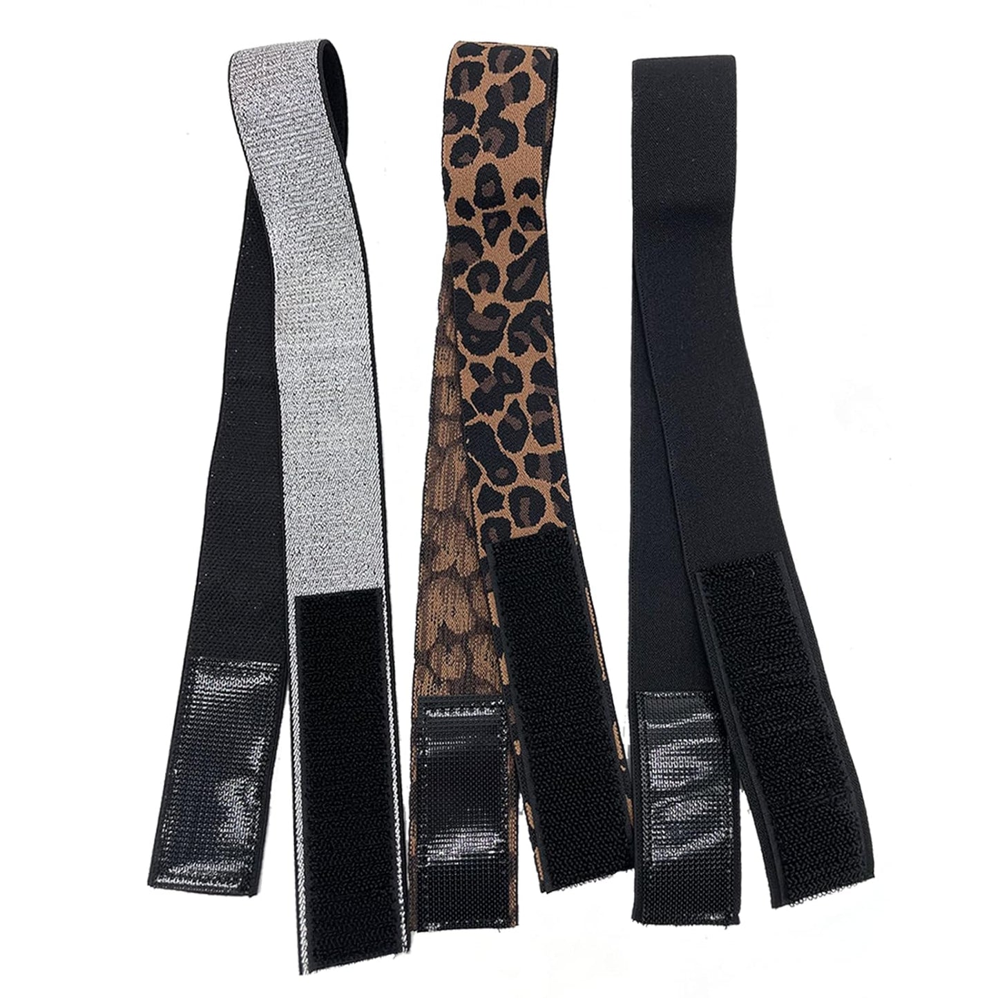 3 Pcs Elastic Bands for Wigs - Lace Melting, Edge Wrap to Lay Edges (Silver, Leopard, Black Pack)