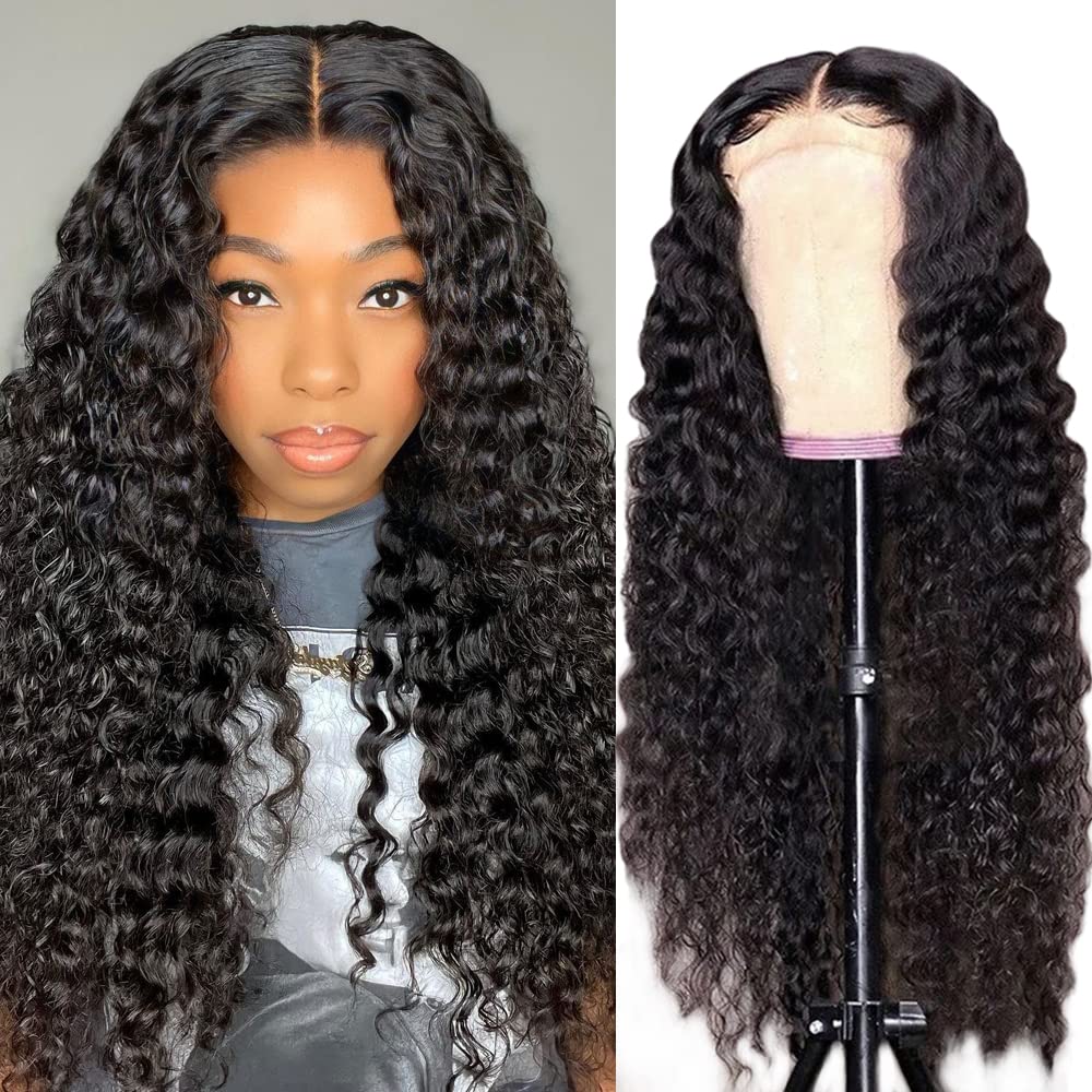 bangjazz 13x4 Deep Wave Lace Front Wigs Human Hair 180% Density Deep Wave Frontal Wigs Human Hair HD Lace 26 Inch Curly Wigs for Black Women Pre Plucked with Baby Hair Curly Lace Front Wig