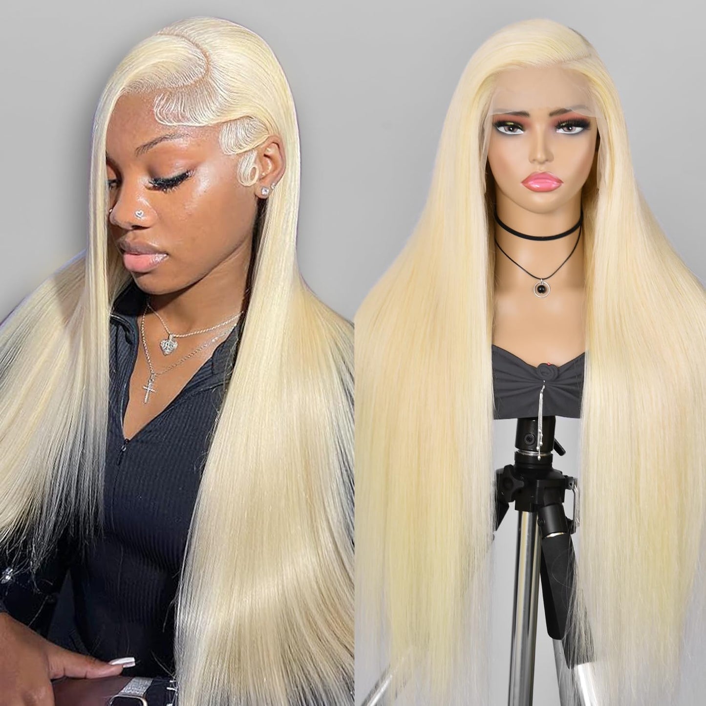 Alididi 613 13x6 Lace Front Wig Human Hair 150 Density Blonde Wig Human Hair 613 Lace Front Wig Human Hair Straight Lace Frontal Wig (150Inch, 613 Blonde Wig)