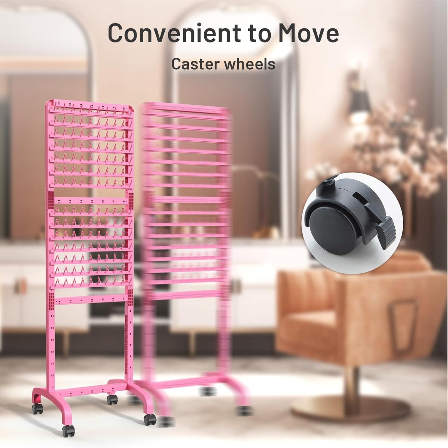 Adjustable Braiding Rack 280 Pegs, 2-Sided Braiding Hair Rack, Hair Racks for Braiders Standing with Wheels, Pink Hair Separator Braid Rack for Braiders Standing for Stylists