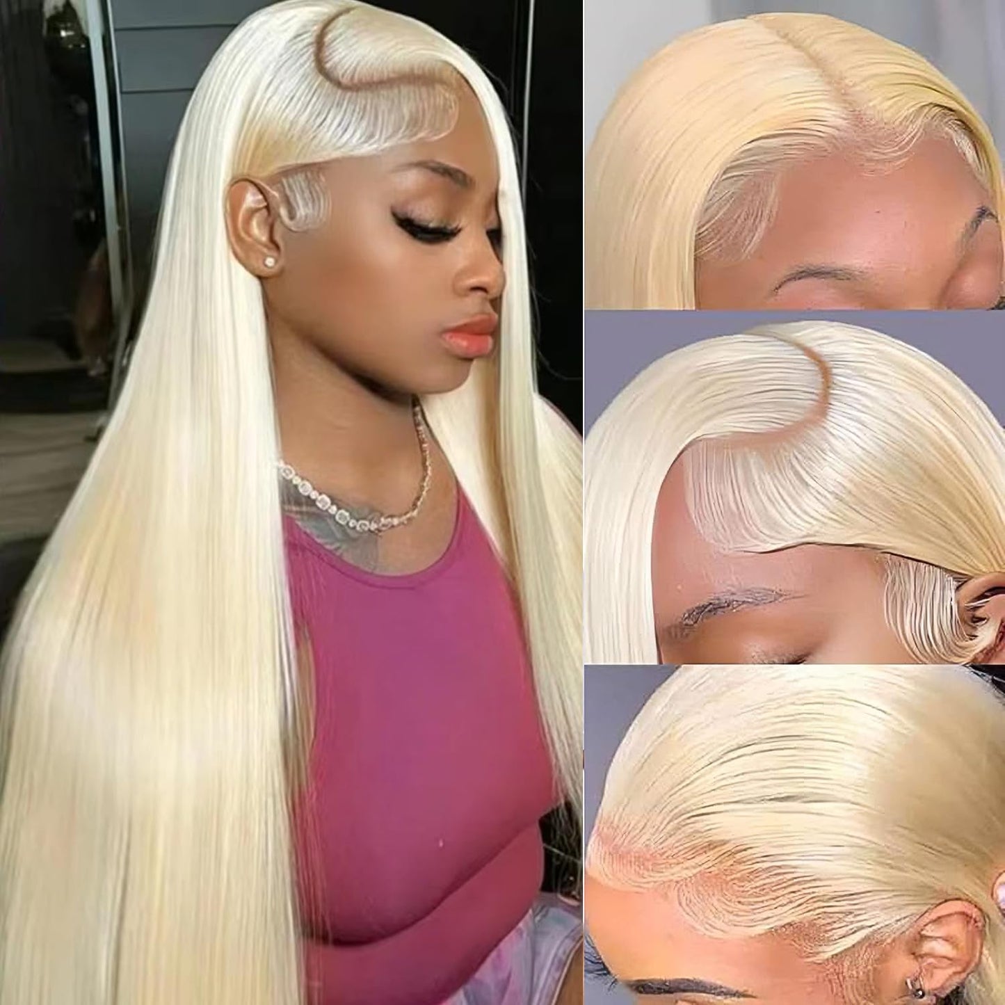 30 Inch 613 Lace Front Wig Human Hair Blonde 13X6 HD Transparent Lace Front Wigs Human Hair 180% Density Blonde Glueless Wigs 613 HD Straight Lace Frontal Wig Pre Plucked
